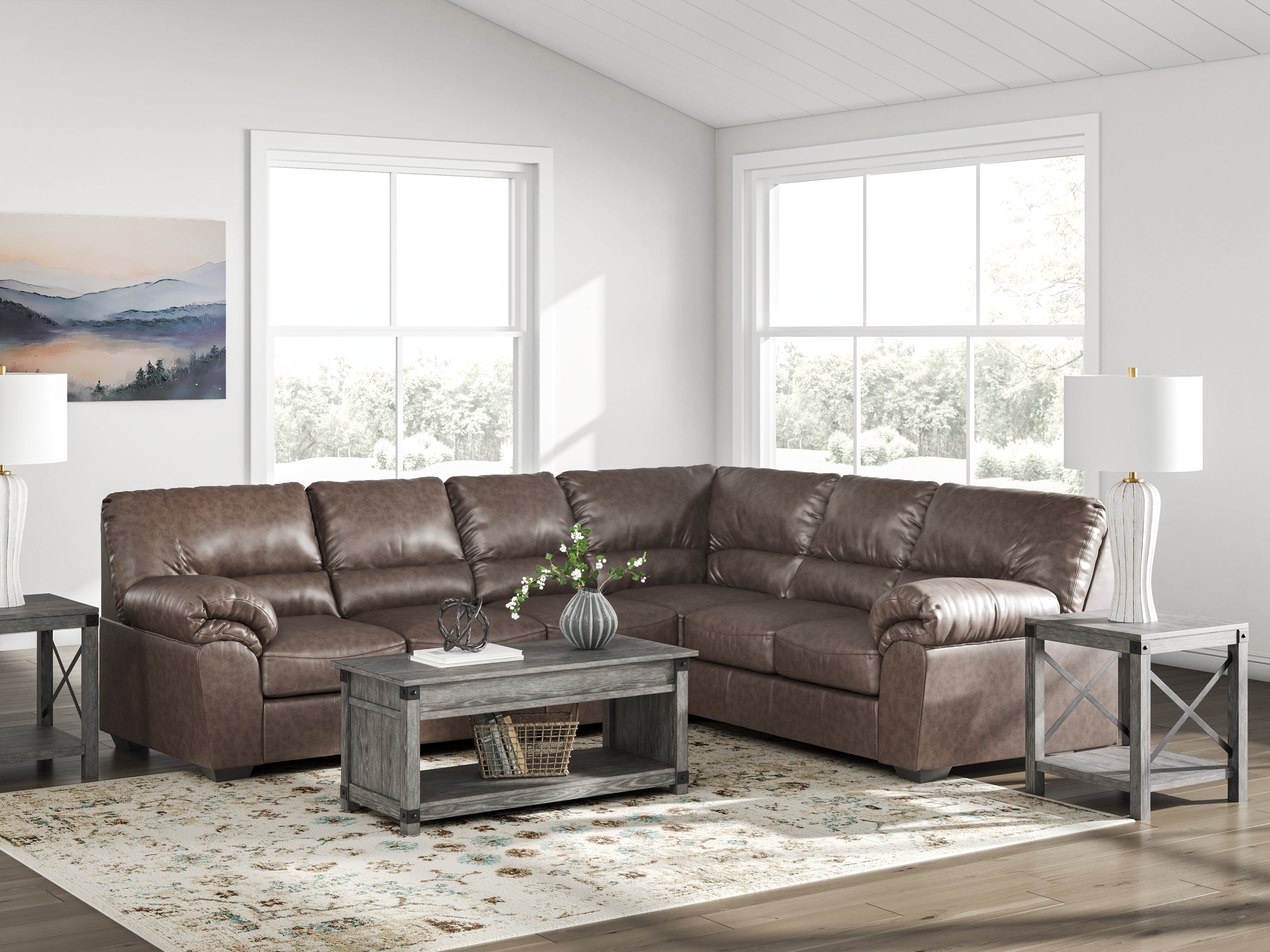 3 Brothers Decor - Ashley Furniture - WillowBend Sectional - RAF 3-Piece Sectional / Umber - PC27705S3