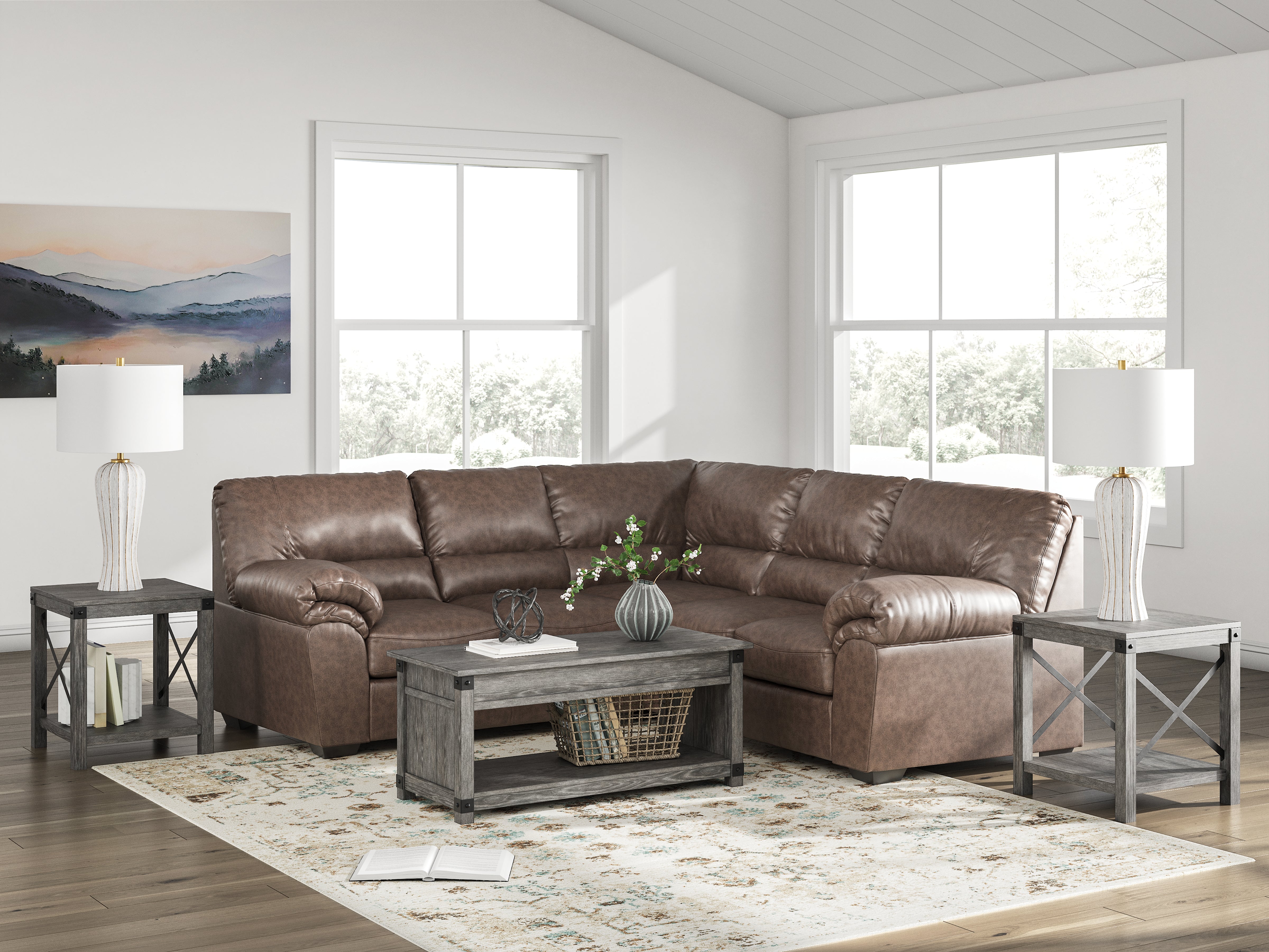 3 Brothers Decor - Ashley Furniture - WillowBend Sectional - RAF 2-Piece Sectional / Umber - PC27705S1