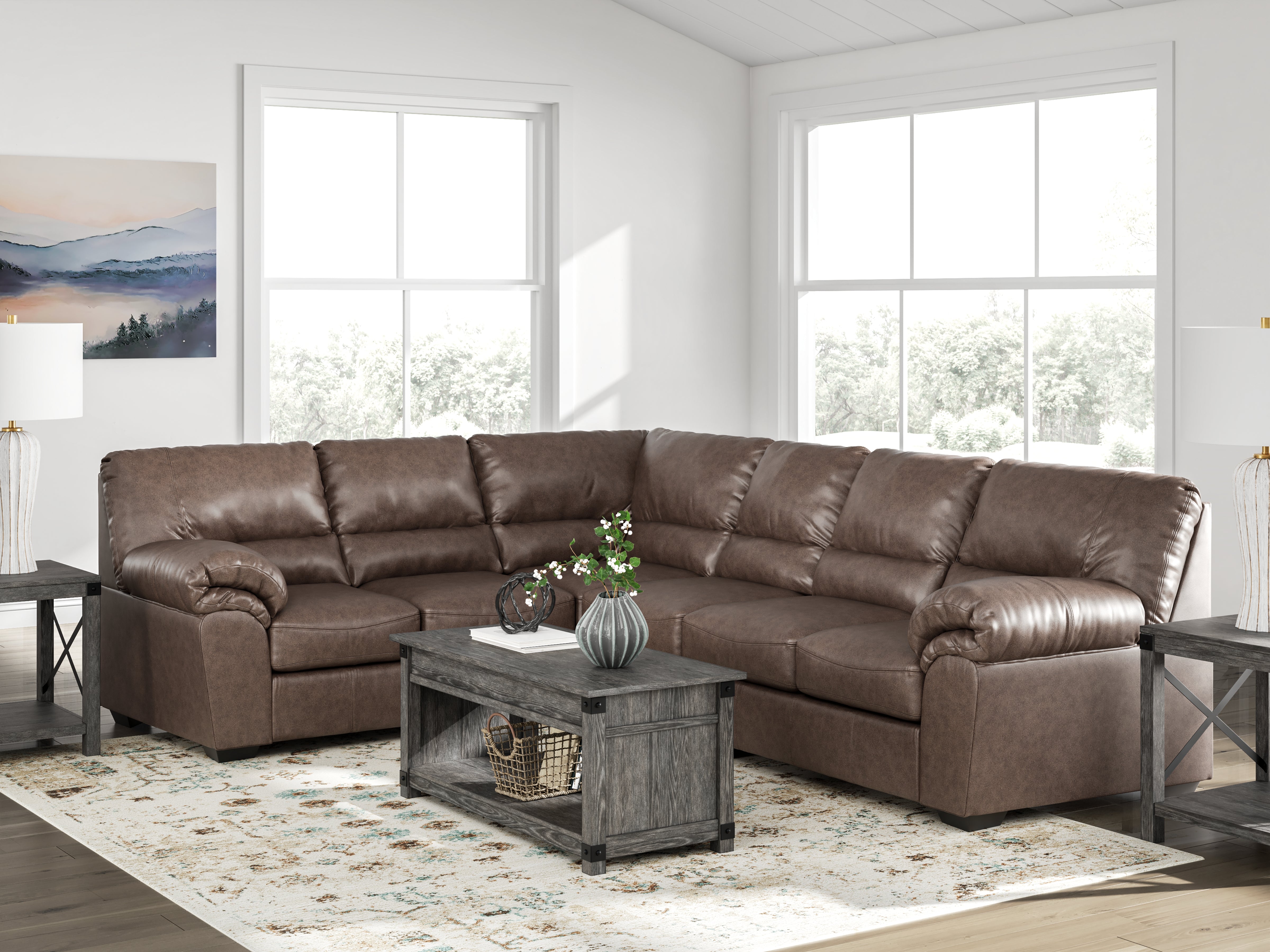 3 Brothers Decor - Ashley Furniture - WillowBend Sectional - LAF 3-Piece Sectional / Umber - PC27705S4