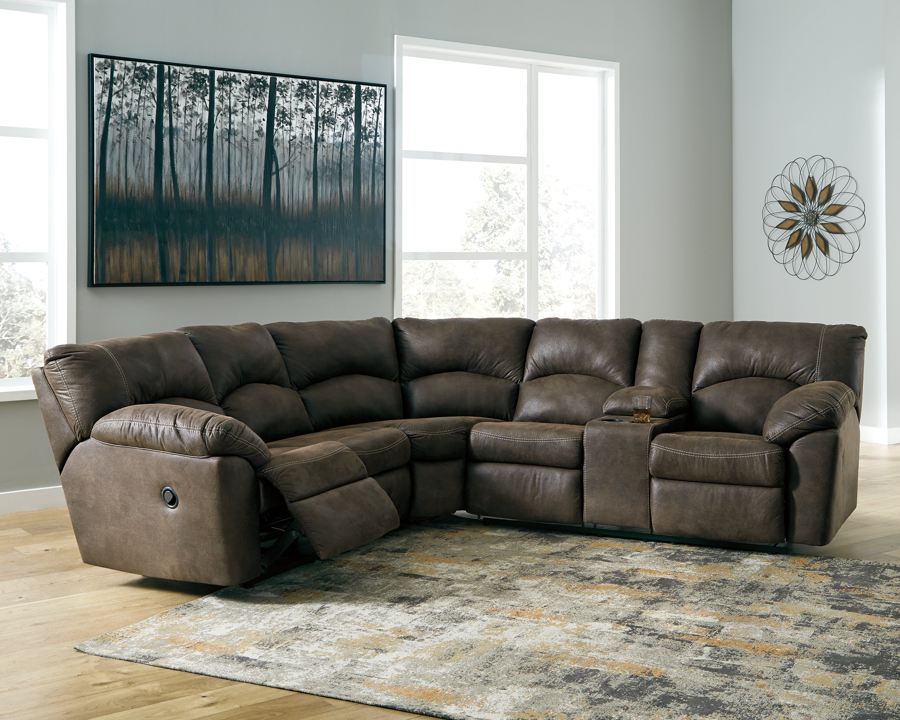 3 Brothers Decor - Ashley Furniture - Tambo Sectional - 2-Piece Reclining Sectional / Canyon - 27802S1