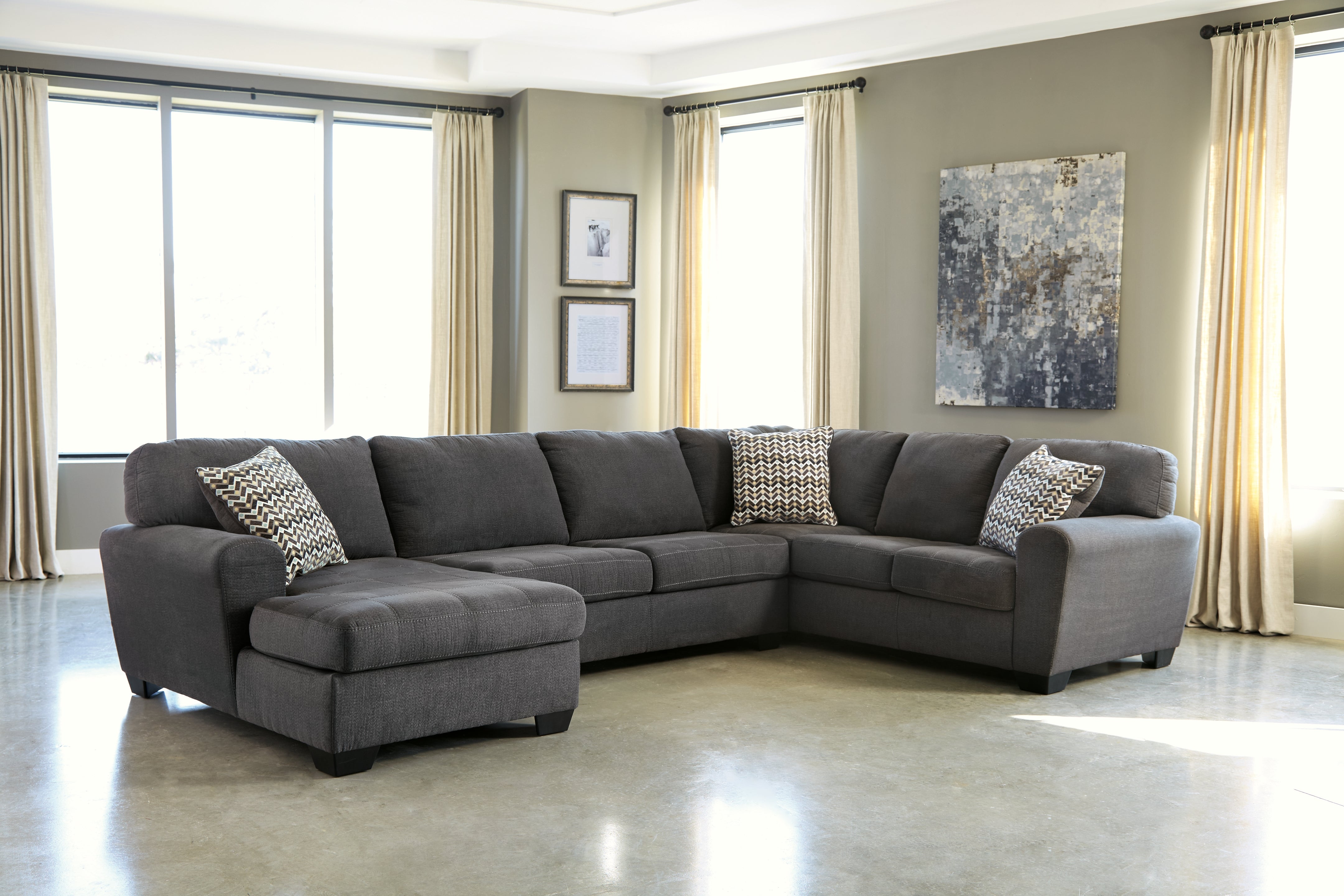 3 Brothers Decor - Ashley Furniture - Ambee Sectional - RAF 3-Piece Sectional with Chaise / Slate - 28620S1
