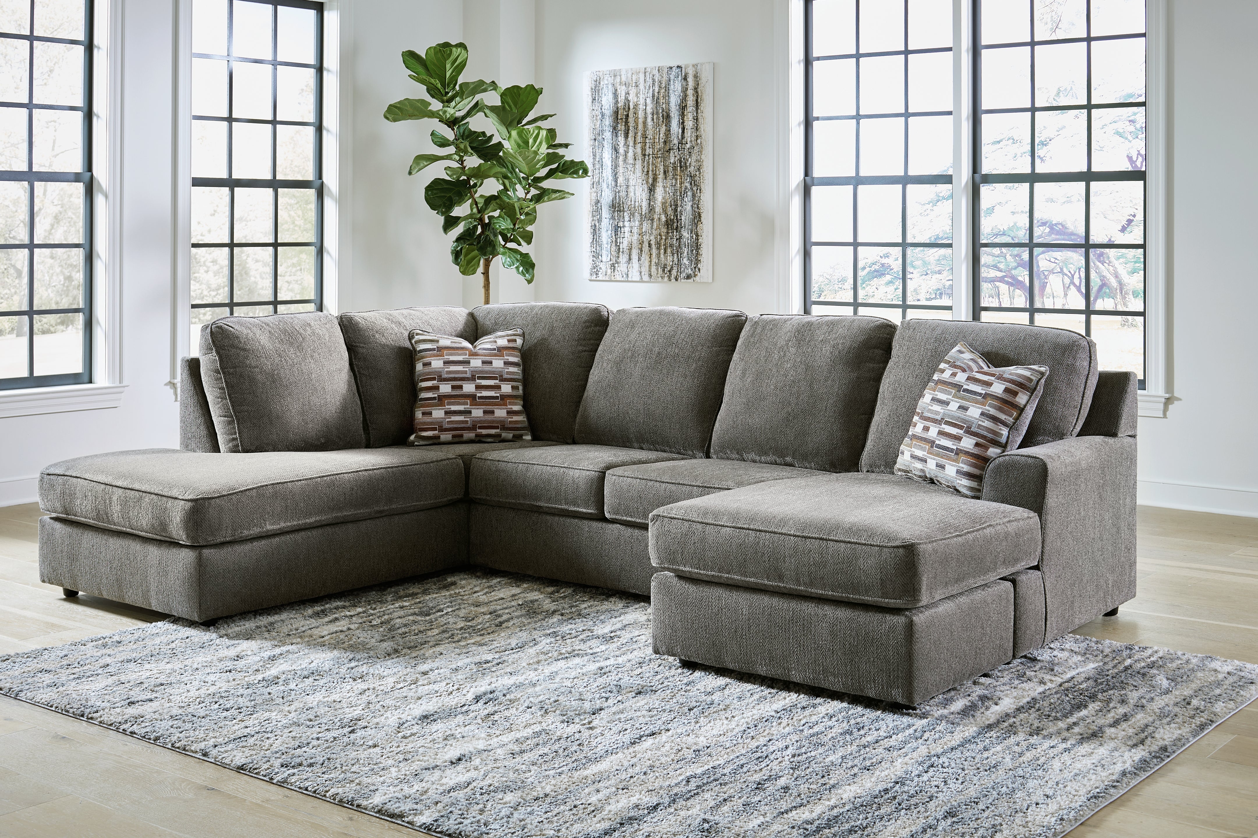 3 Brothers Decor - Ashley Furniture - O'Phannon Sectional - RAF 2-Piece Sectional with Chaise / Putty - 29402S2