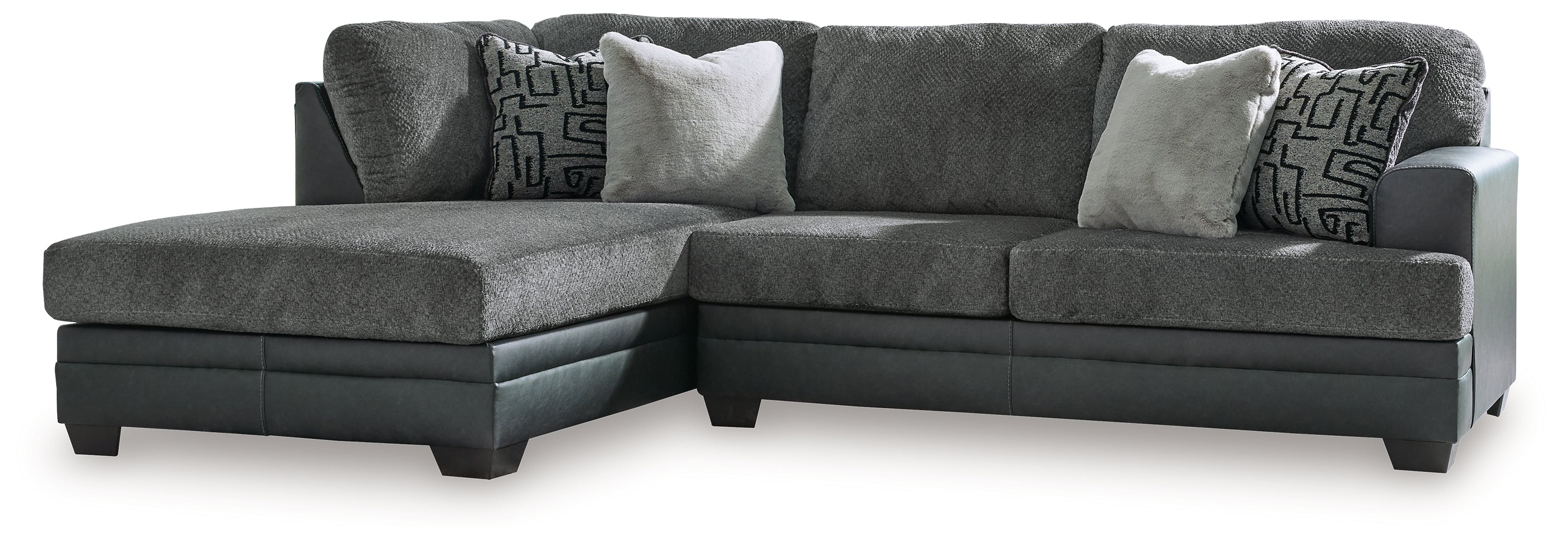 3 Brothers Decor - Ashley Furniture - Brixley Pier Sectional - LAF 2-Piece Sectional with Chaise / Graphite - 29906S2