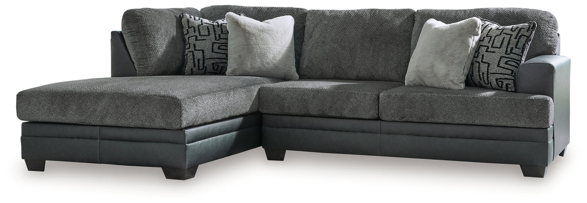 3 Brothers Decor - Ashley Furniture - Brixley Pier Sectional - LAF 2-Piece Sectional with Chaise / Graphite - 29906S2