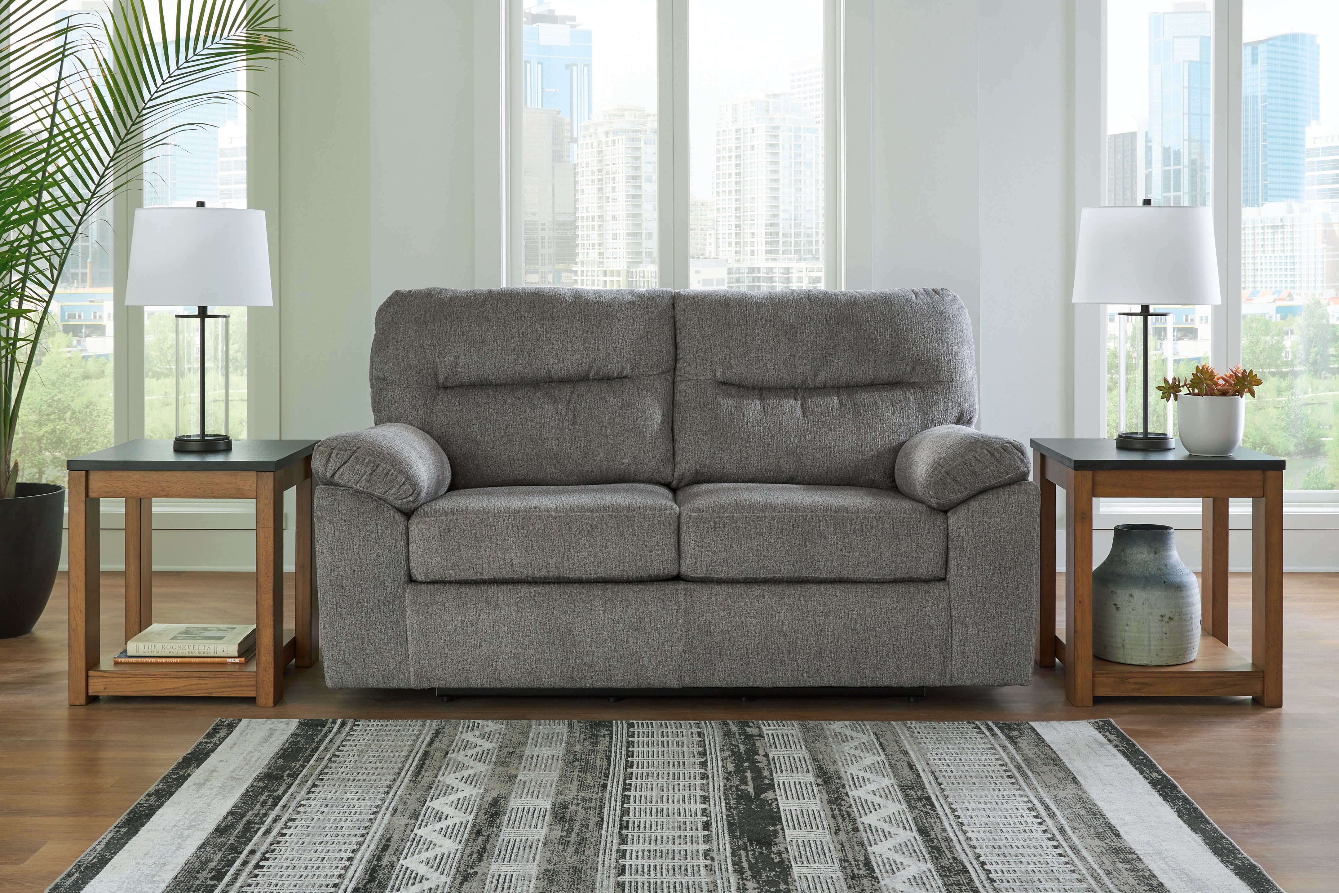 3 Brothers Decor - Ashley Furniture - Bindura Living Room - Glider Loveseat / Mineral - 3030578