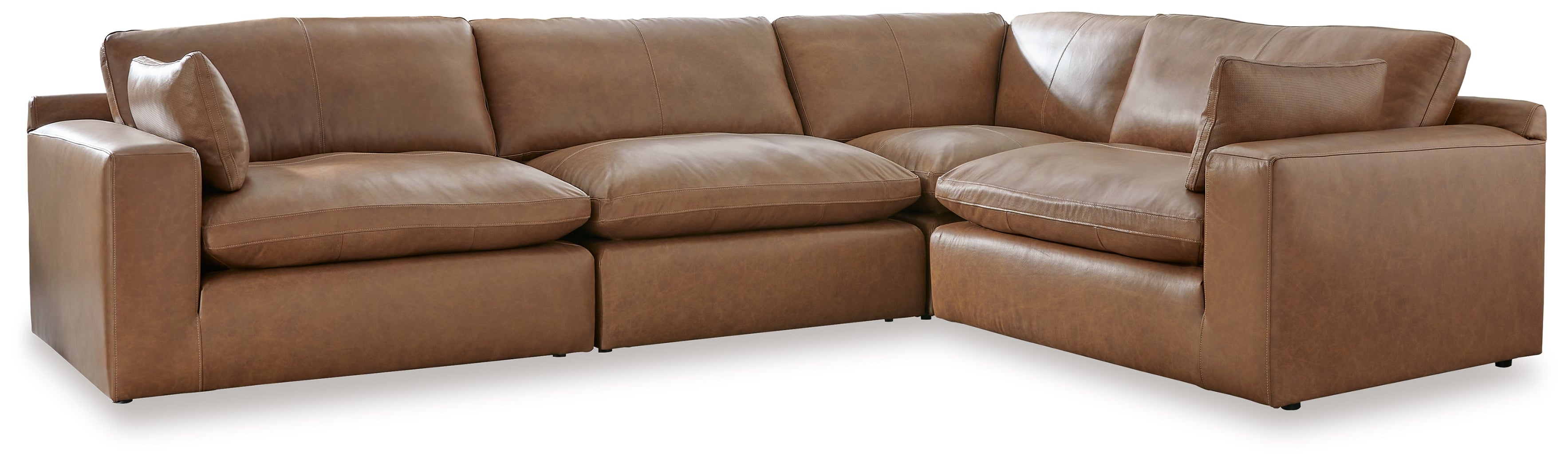 3 Brothers Decor - Ashley Furniture - Emilia Sectional - RAF 4-Piece Sectional / Caramel - 30901S3