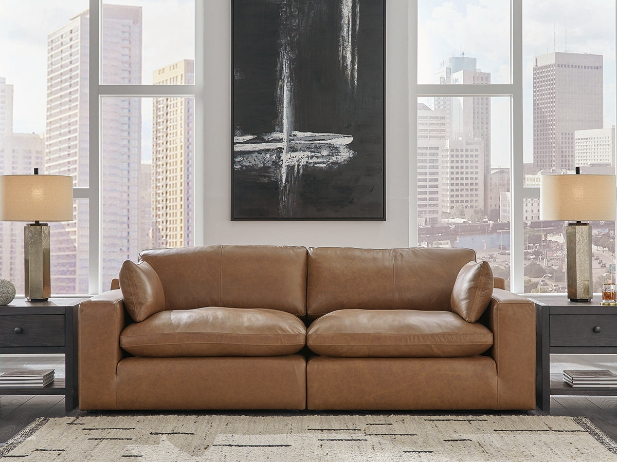 3 Brothers Decor - Ashley Furniture - Emilia Sectional - RAF 2-Piece Sectional Loveseat / Caramel - 30901S1