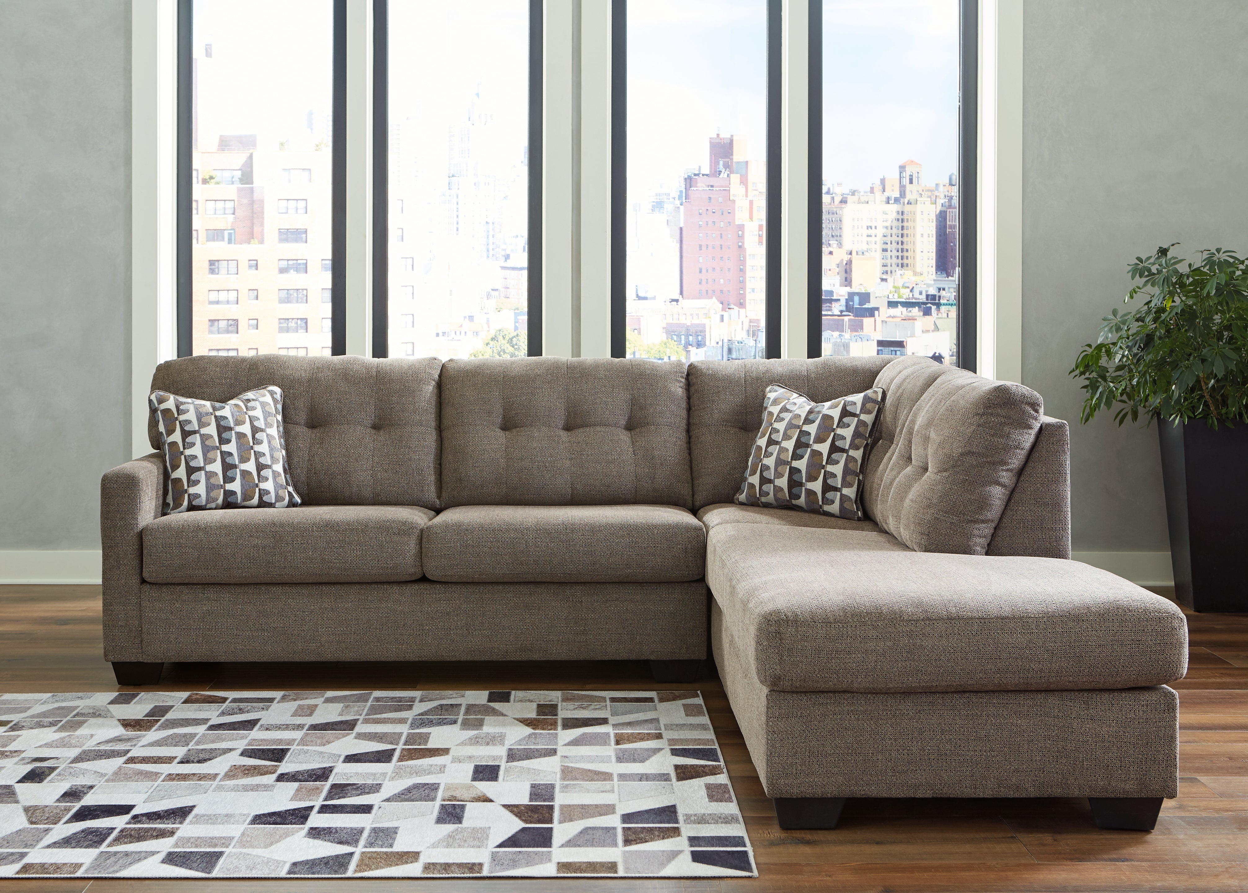 3 Brothers Decor - Ashley Furniture - Mahoney Sectional - LAF 2-Piece Sectional with Chaise / Chocolate - 31005S2