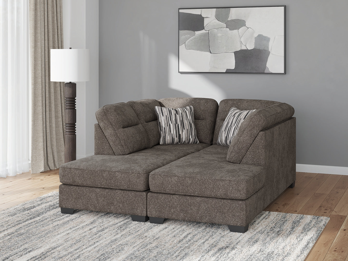 3 Brothers Decor - Ashley Furniture - Olten Sectional - RAF 2-Piece Super Chaise / Graphite - 31305S3