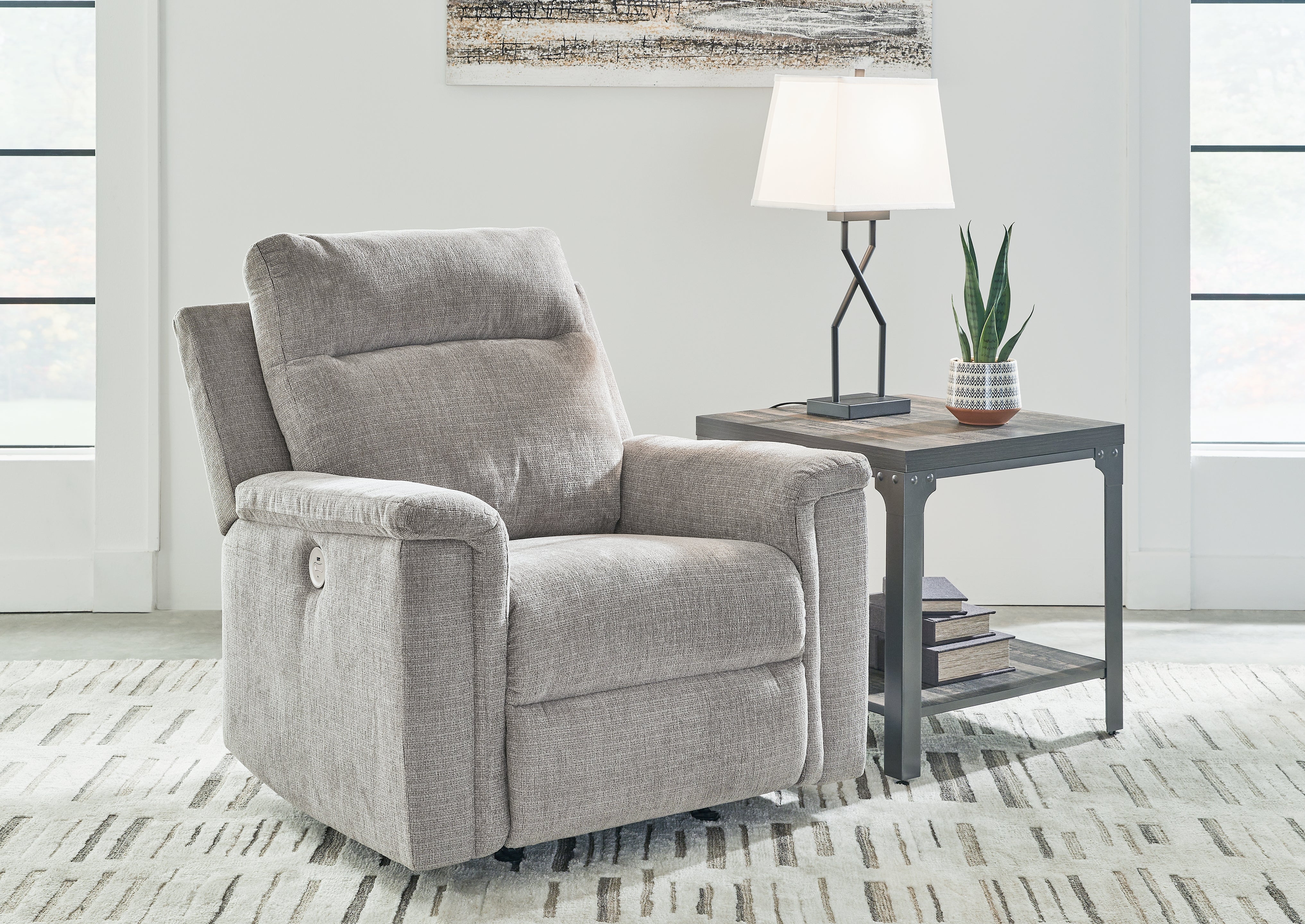 3 Brothers Decor - Ashley Furniture - Barnsana Living Room - Power Rocker Recliner / Ash - 3320198
