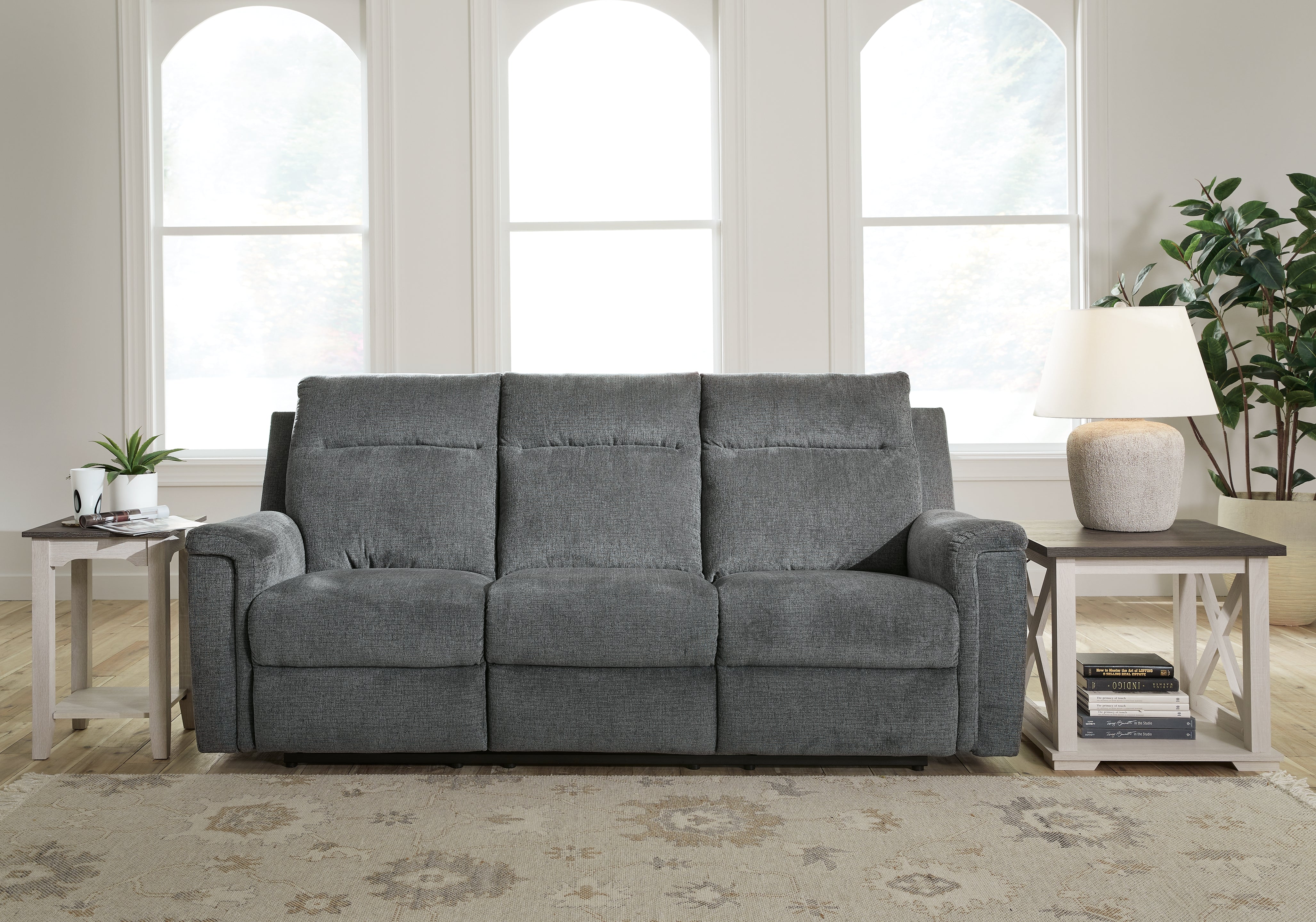 3 Brothers Decor - Ashley Furniture - Barnsana Living Room - Reclining Power Sofa / Gravel - 3320287