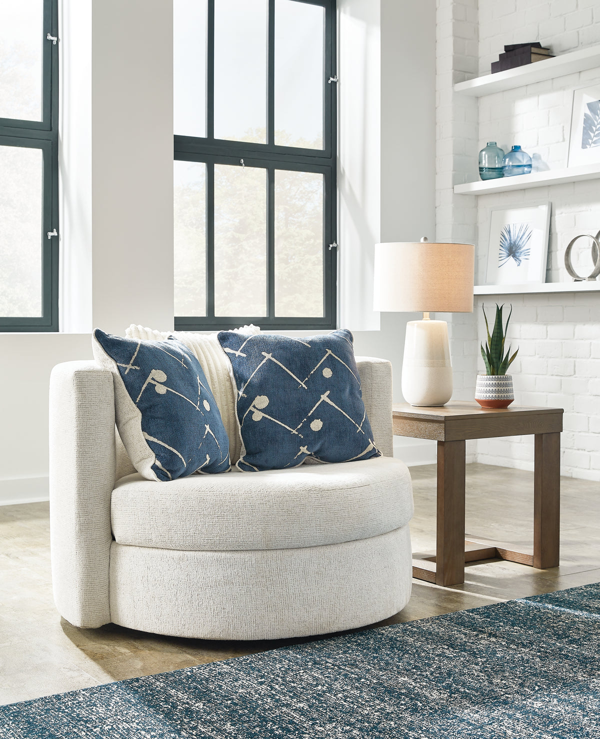 3 Brothers Decor - Ashley Furniture - Padova Living Room - Swivel Accent Chair / Ivory - 3370644