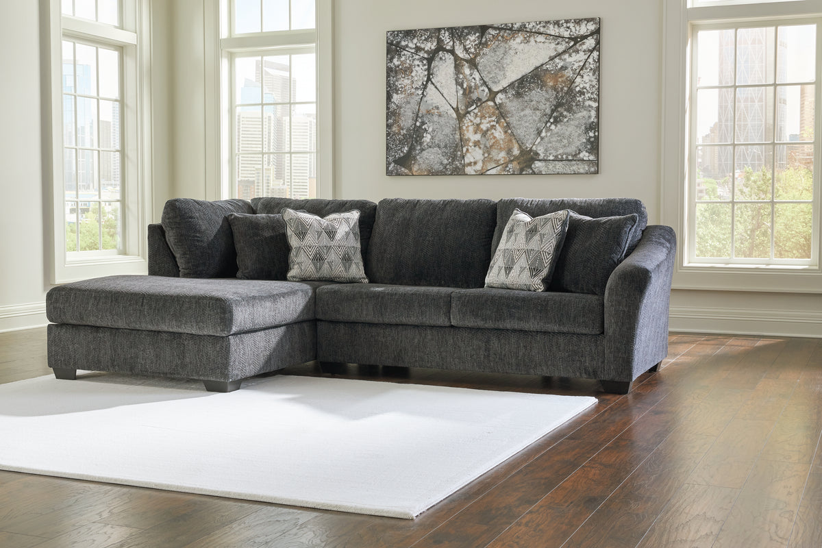 3 Brothers Decor - Ashley Furniture - Biddeford Sectional - RAF 2-Piece Sectional with Chaise / Shadow - 35504S1