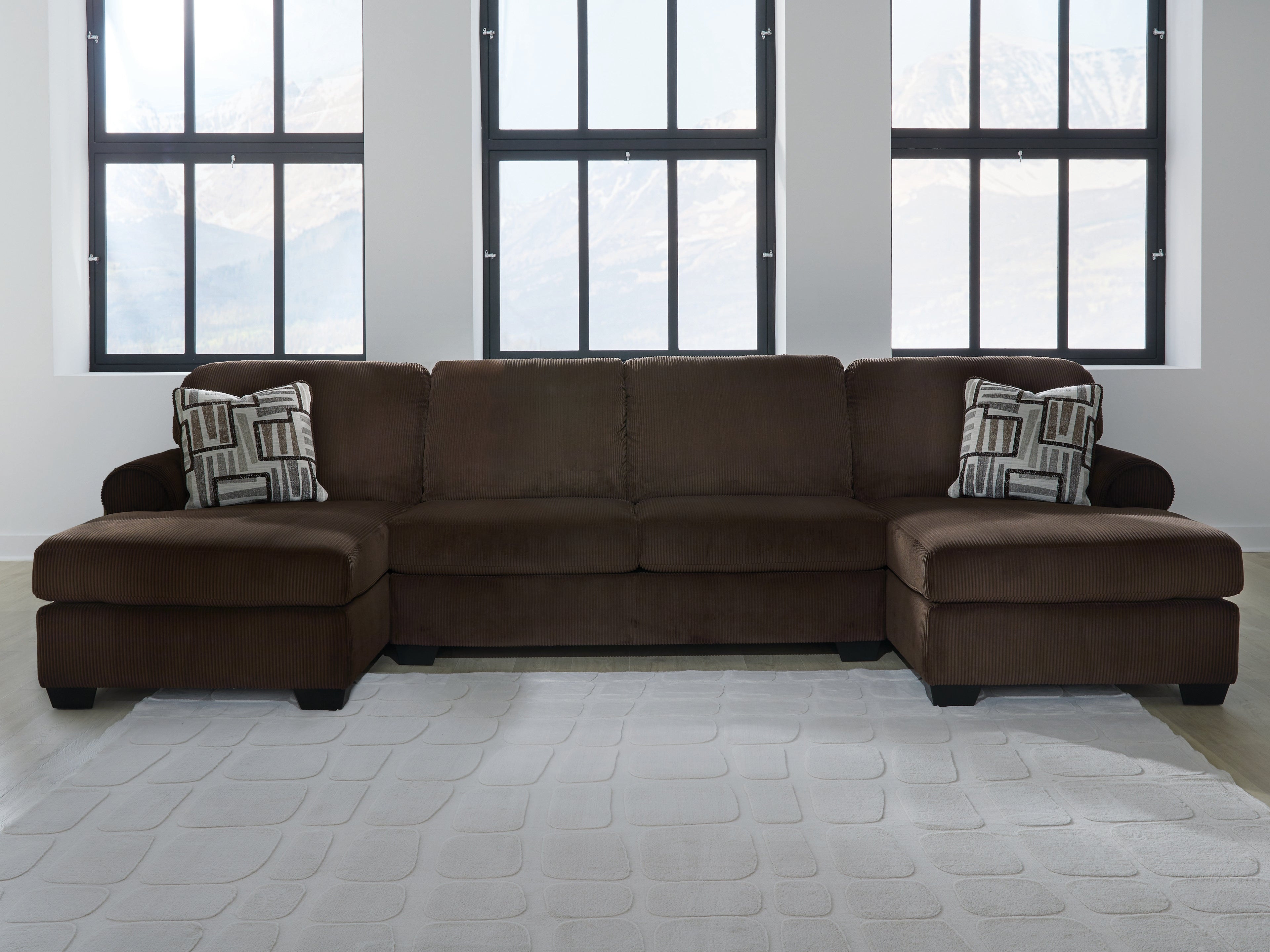 3 Brothers Decor - Ashley Furniture - Kimlee Sectional - RAF 3-Piece Sectional with Double Chaise / Chocolate - PC35603S3