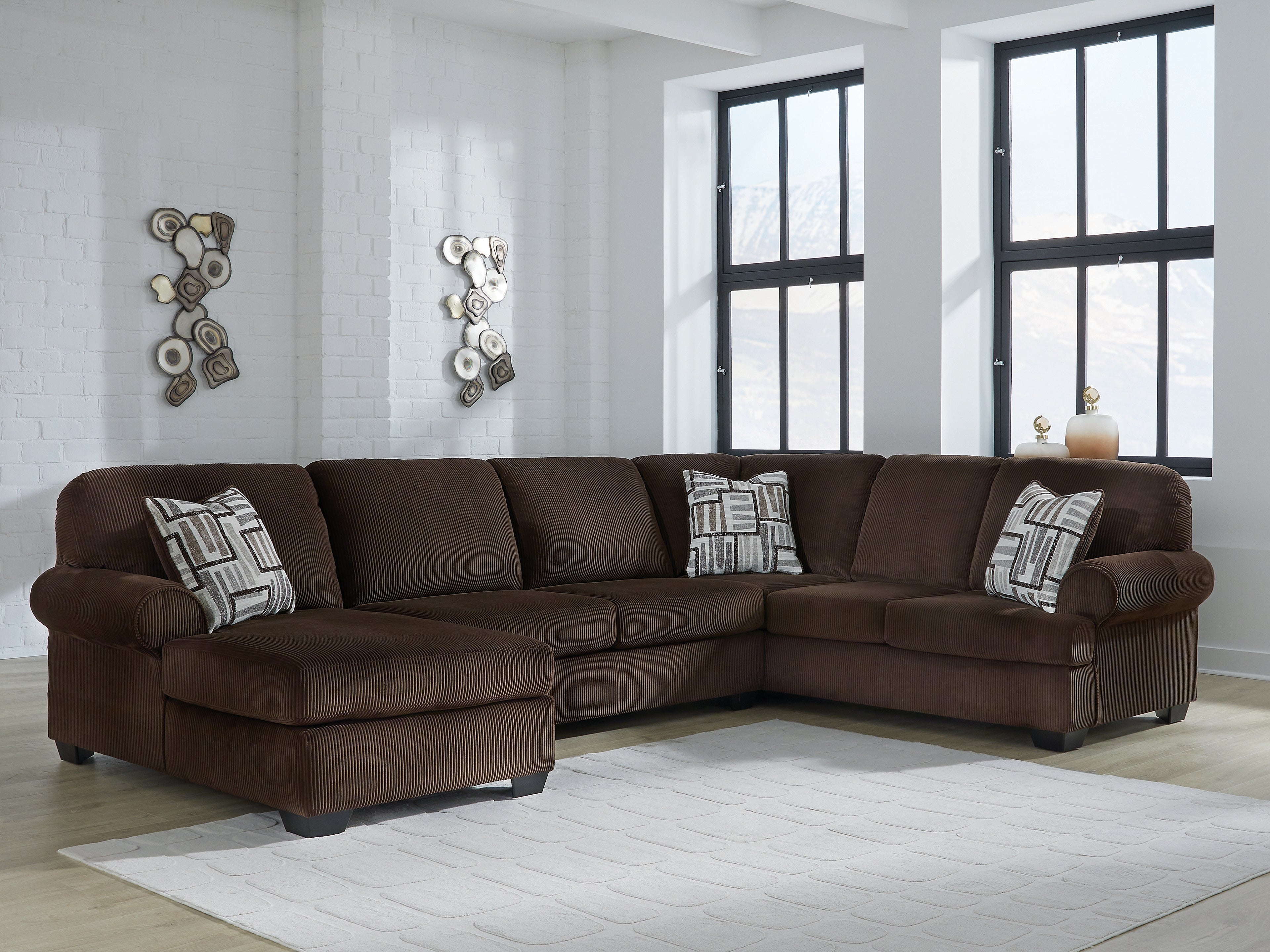 3 Brothers Decor - Ashley Furniture - Kimlee Sectional - RAF 3-Piece Sectional with Chaise / Chocolate - PC35603S1