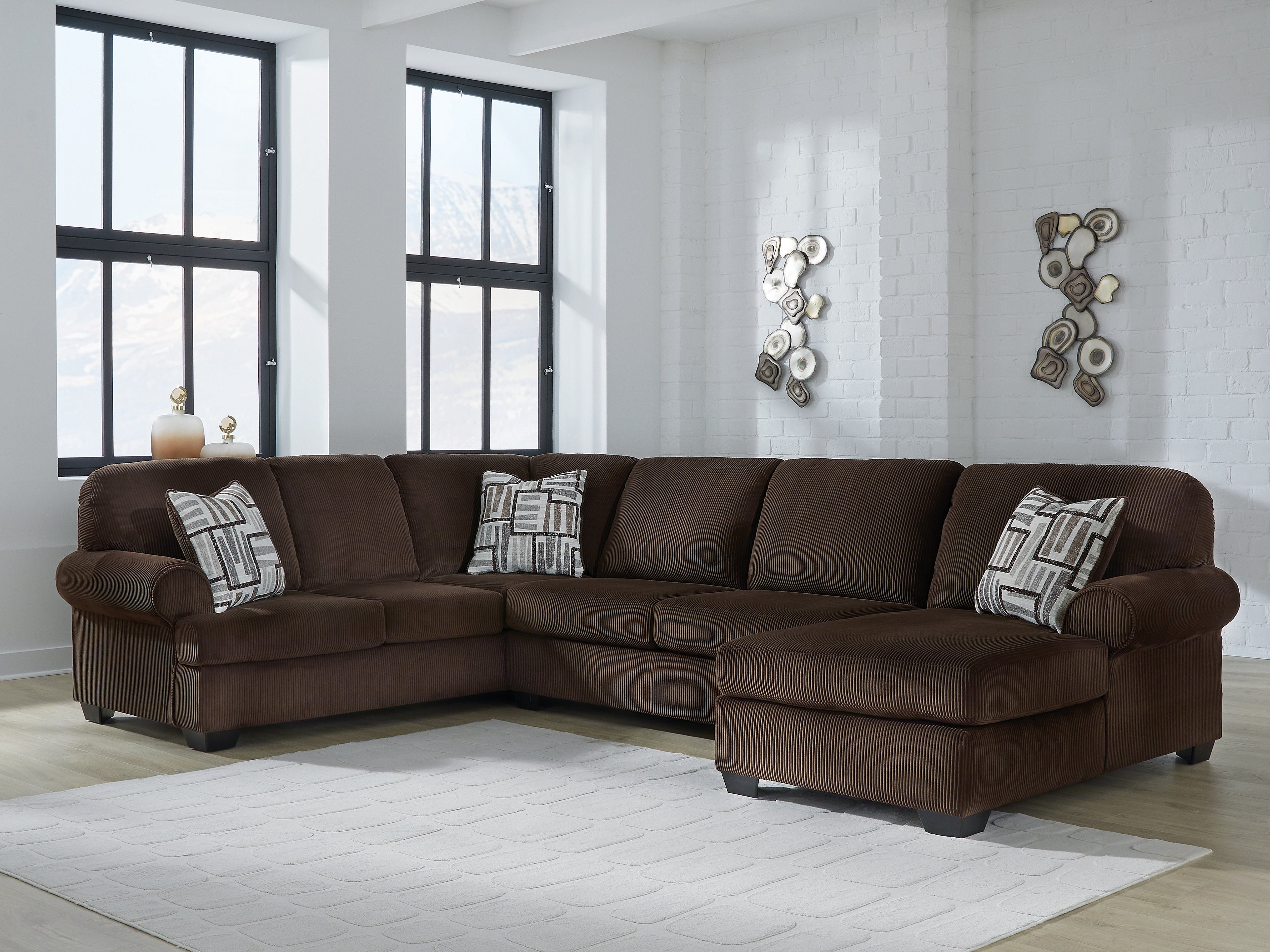 3 Brothers Decor - Ashley Furniture - Kimlee Sectional - LAF 3-Piece Sectional with Chaise / Chocolate - PC35603S2