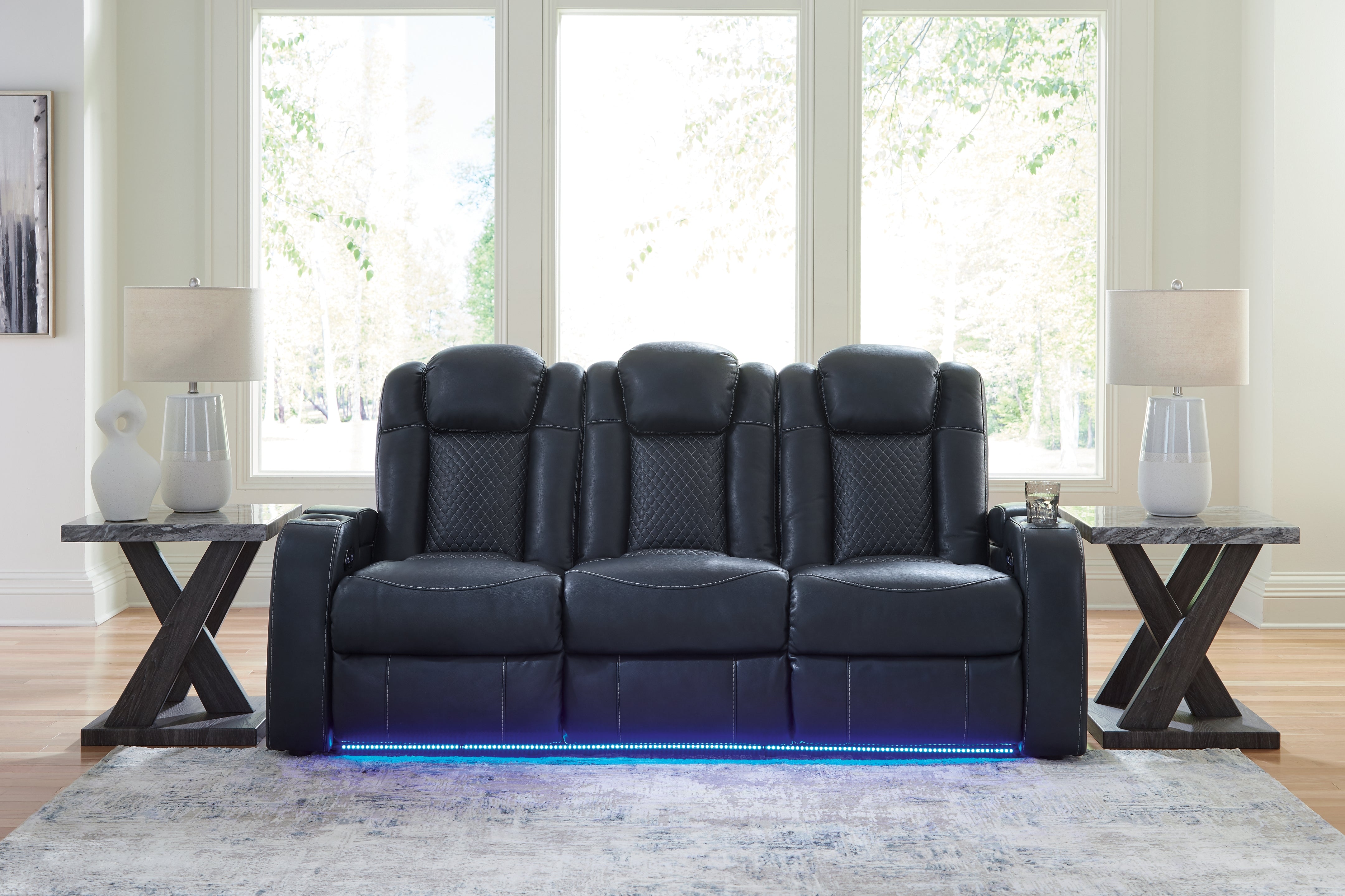 3 Brothers Decor - Ashley Furniture - Fyne-Dyme Living Room - PWR REC Sofa with ADJ Headrest / Sapphire - 3660315