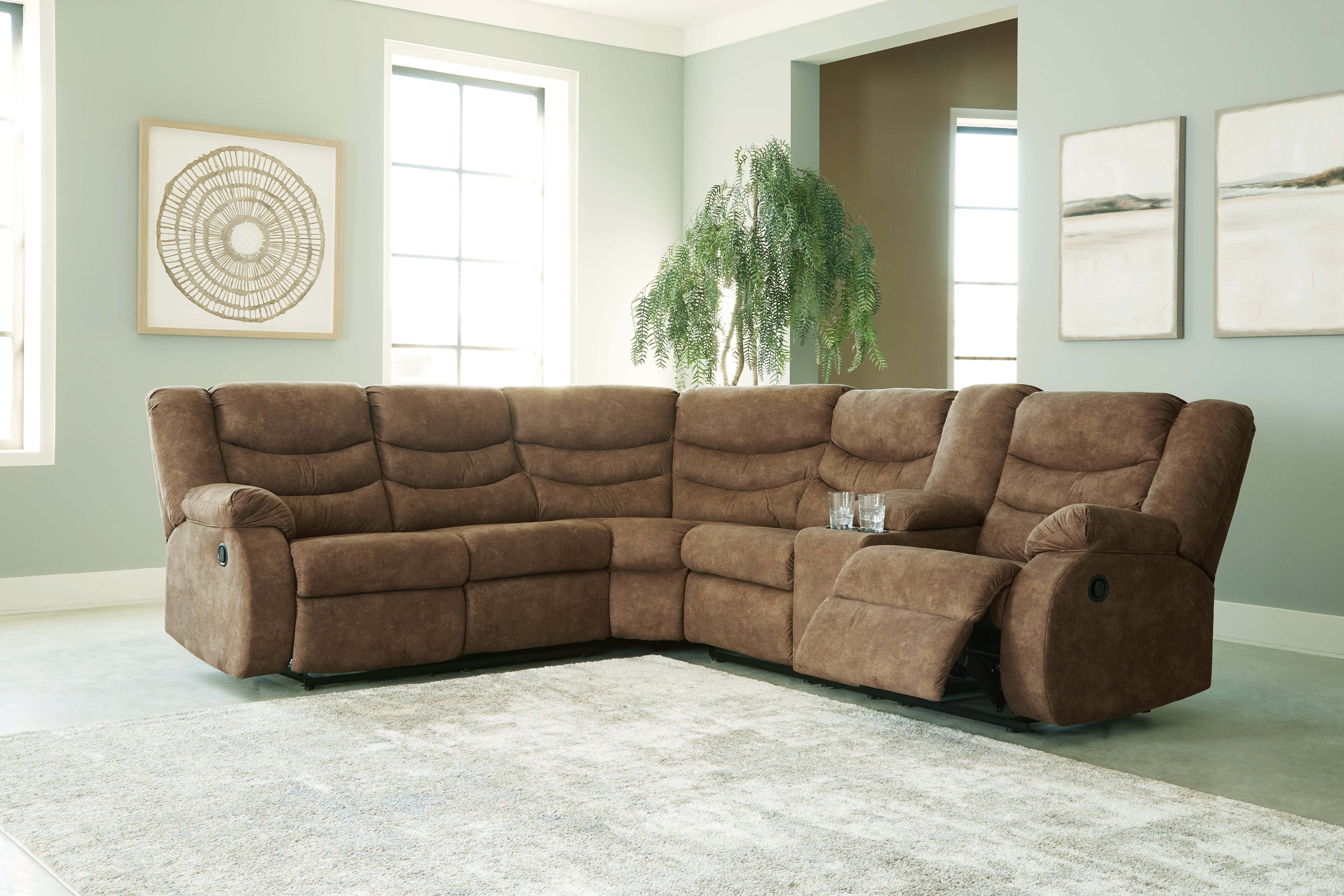 3 Brothers Decor - Ashley Furniture - Partymate Sectional - 2-Piece Reclining Sectional / Brindle - 36902S1