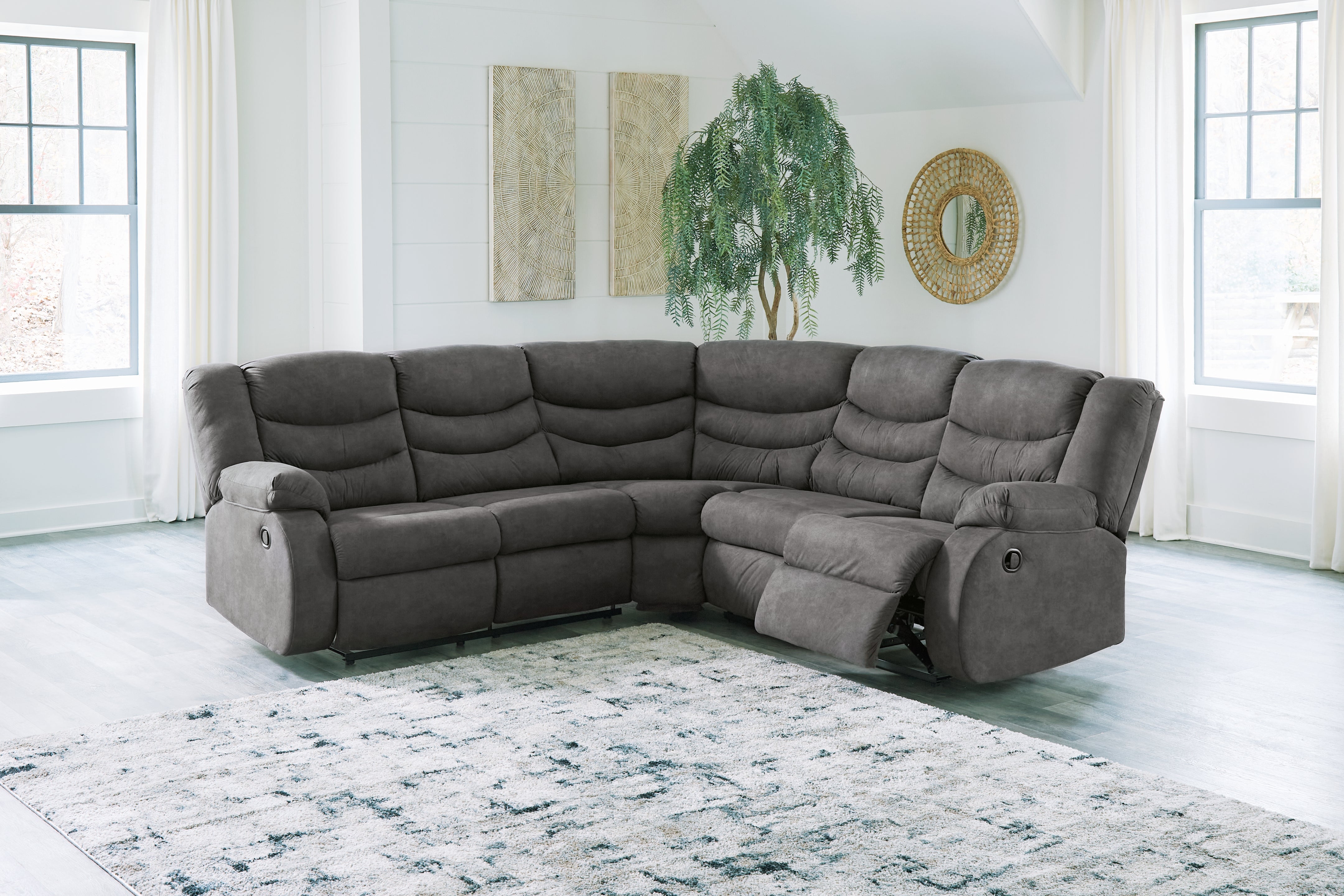 3 Brothers Decor - Ashley Furniture - Partymate Sectional - 2-Piece Reclining Sectional / Slate - 36903S2
