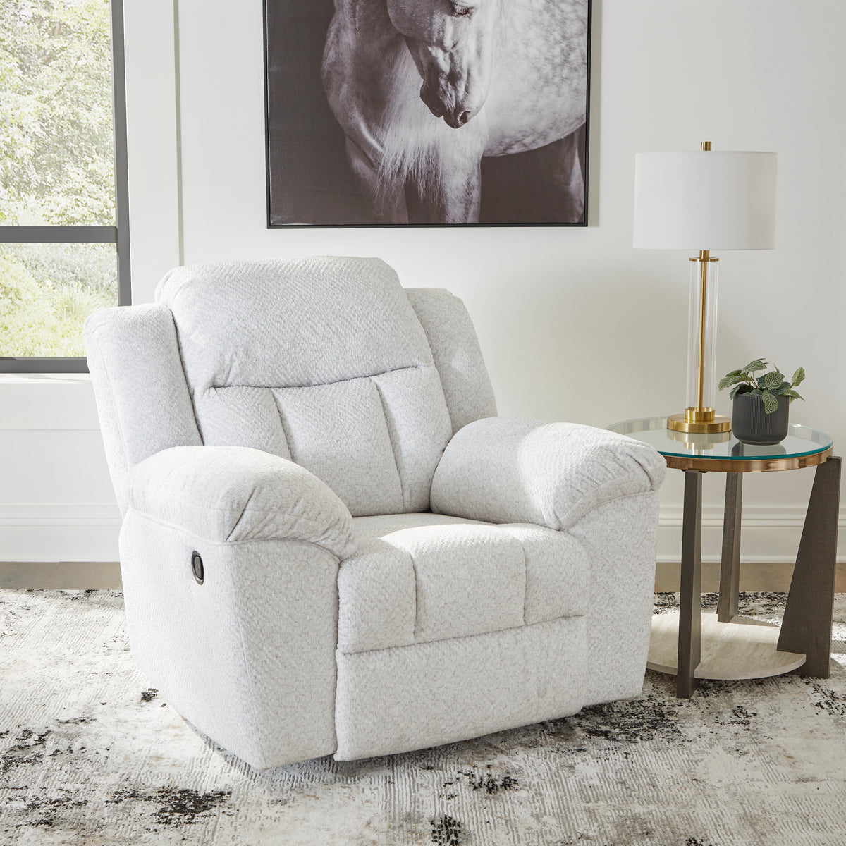3 Brothers Decor - Ashley Furniture - Frohn Living Room - Rocker Recliner / Snow - 3740525