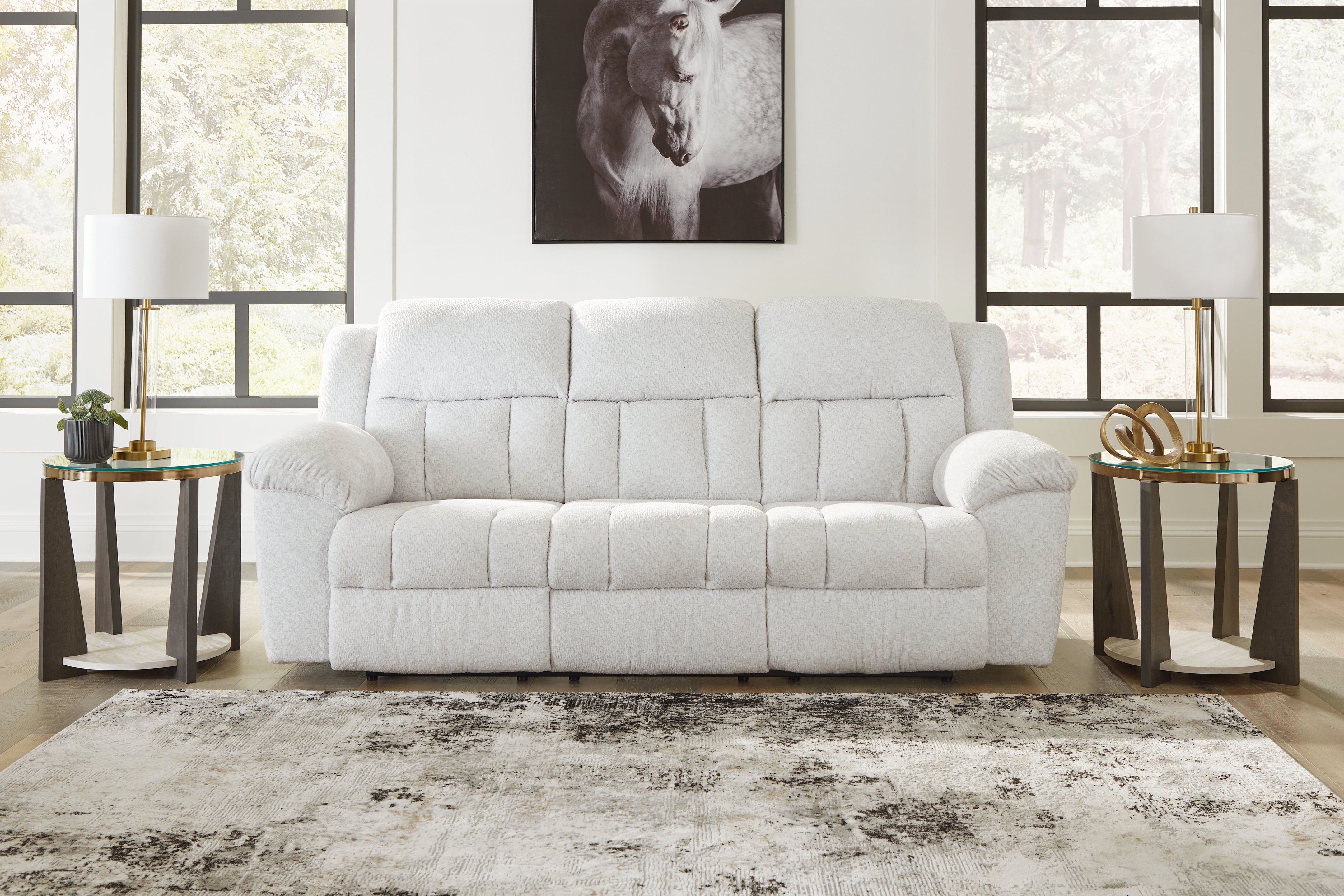3 Brothers Decor - Ashley Furniture - Frohn Living Room - Reclining Sofa / Snow - 3740588