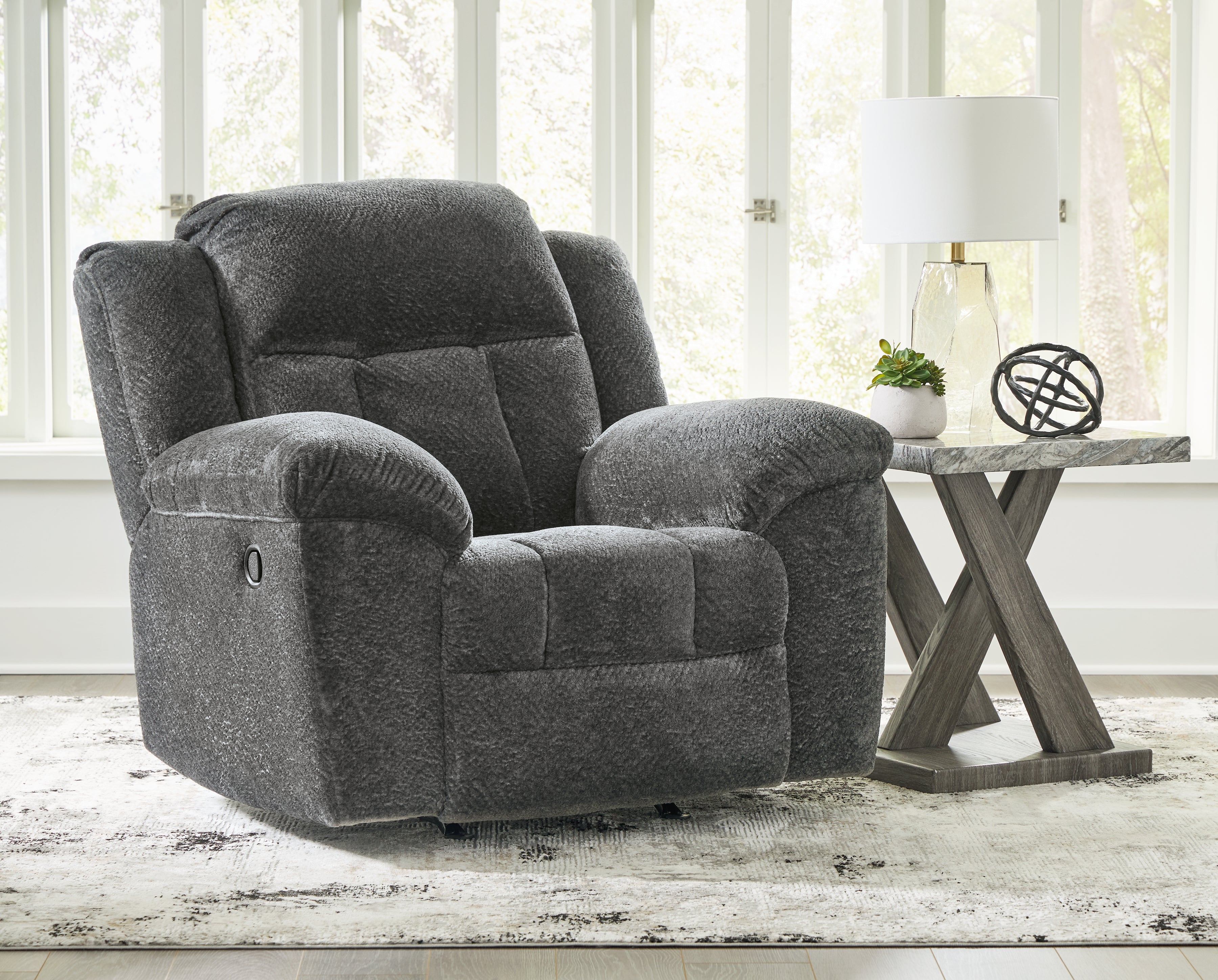 3 Brothers Decor - Ashley Furniture - Frohn Living Room - Rocker Recliner / Graphite - 3740625