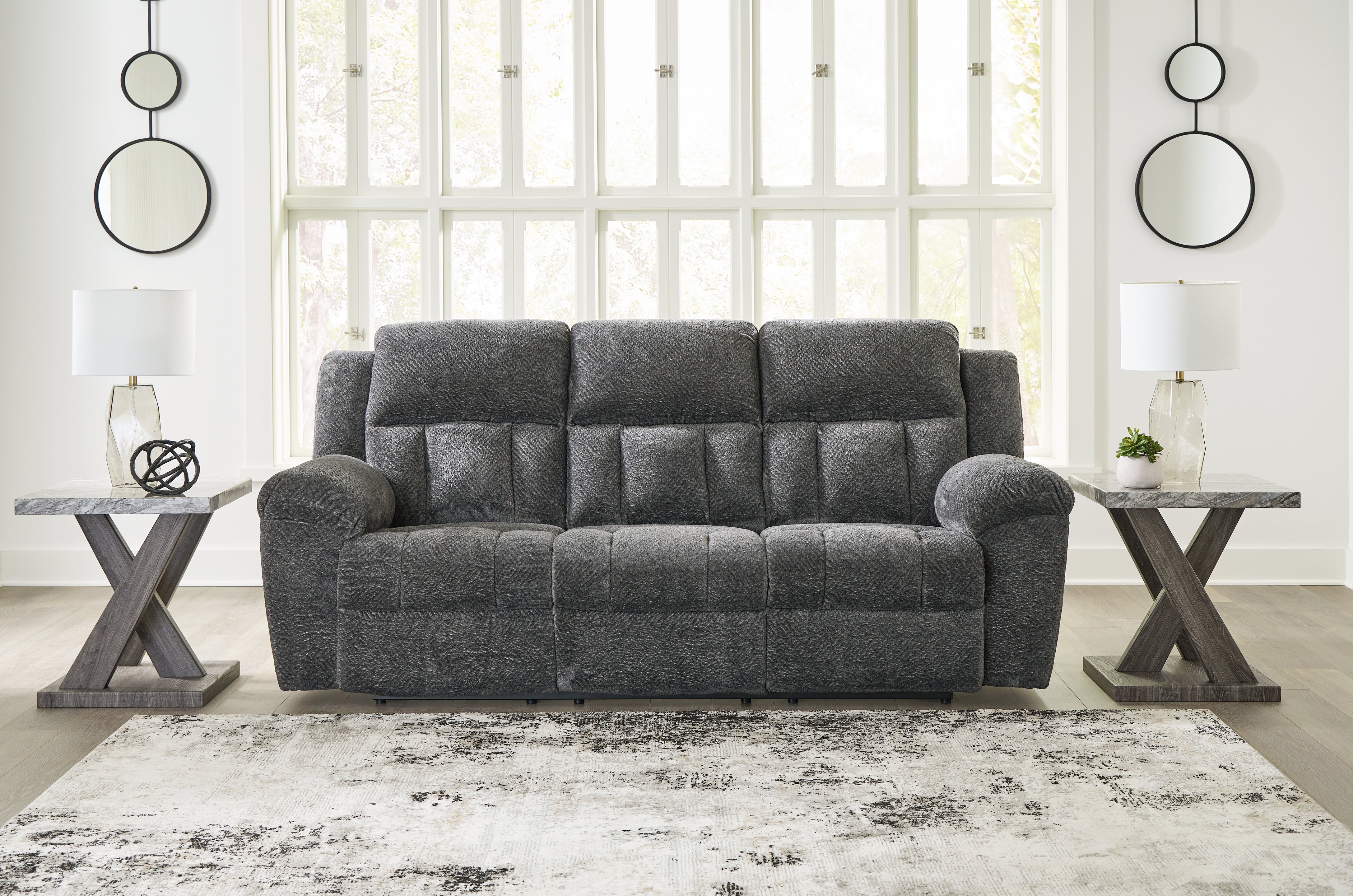 3 Brothers Decor - Ashley Furniture - Frohn Living Room - Reclining Sofa / Graphite - 3740688