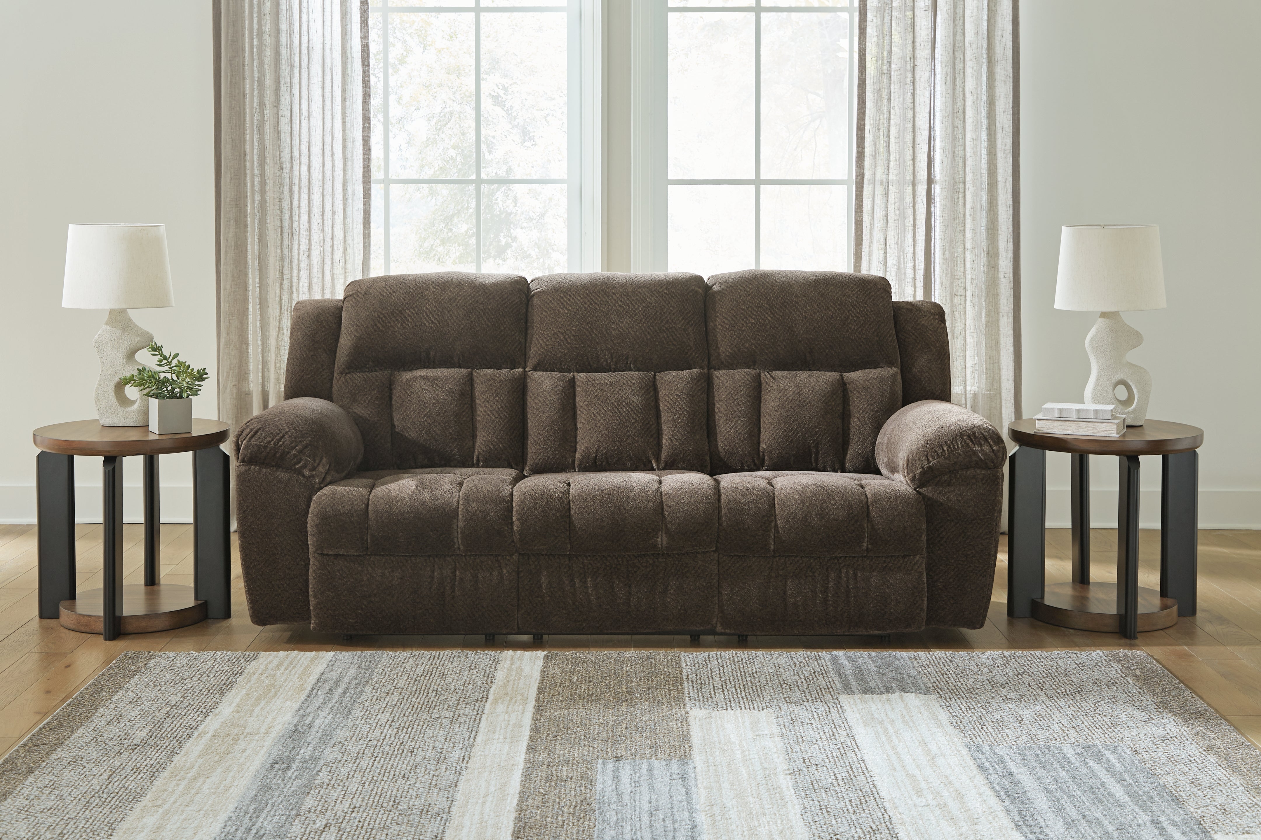 3 Brothers Decor - Ashley Furniture - Frohn Living Room - Reclining Sofa / Chocolate - 3740788