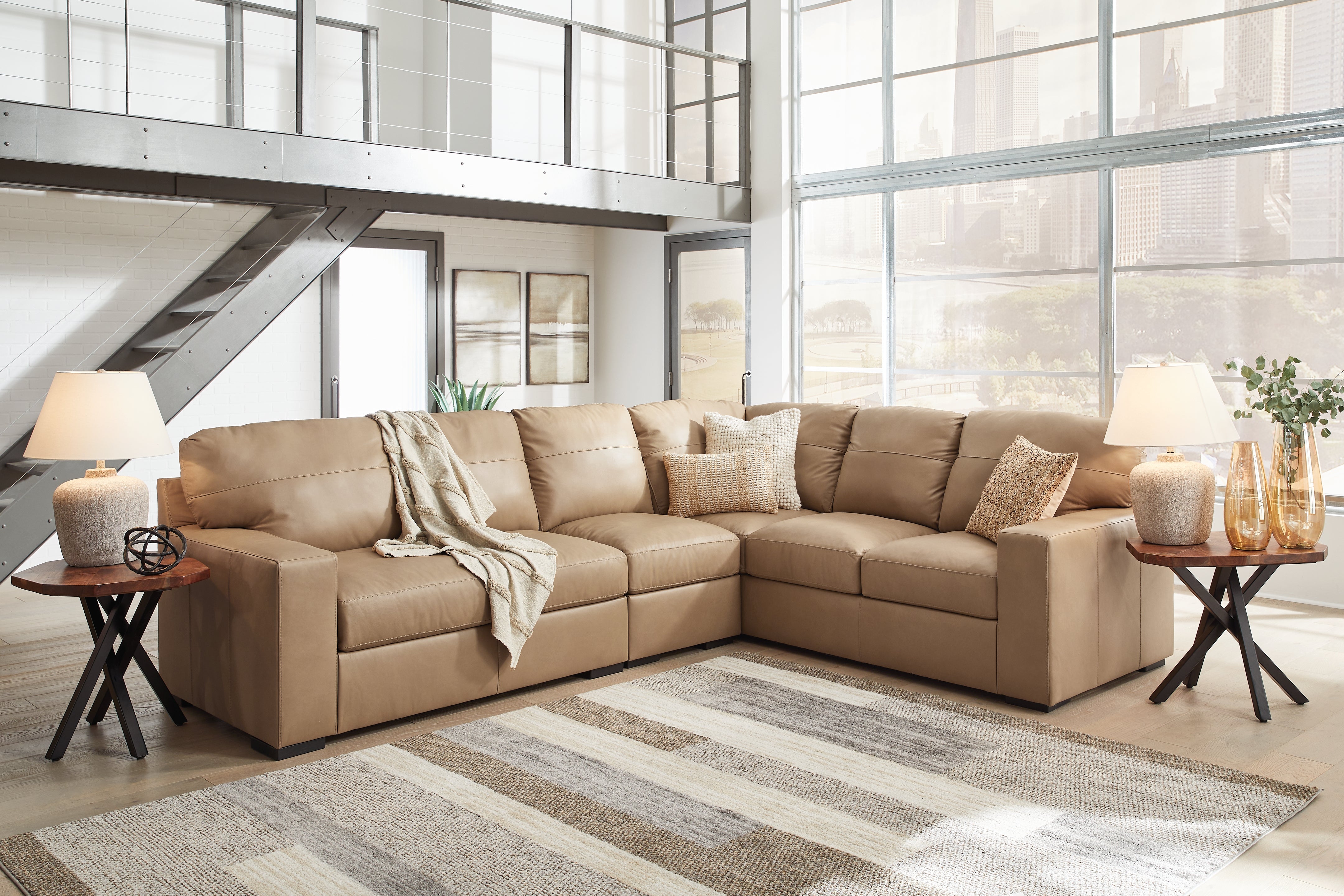 3 Brothers Decor - Ashley Furniture - Bandon Sectional - RAF 3-Piece Sectional / Toffee - 38006S4