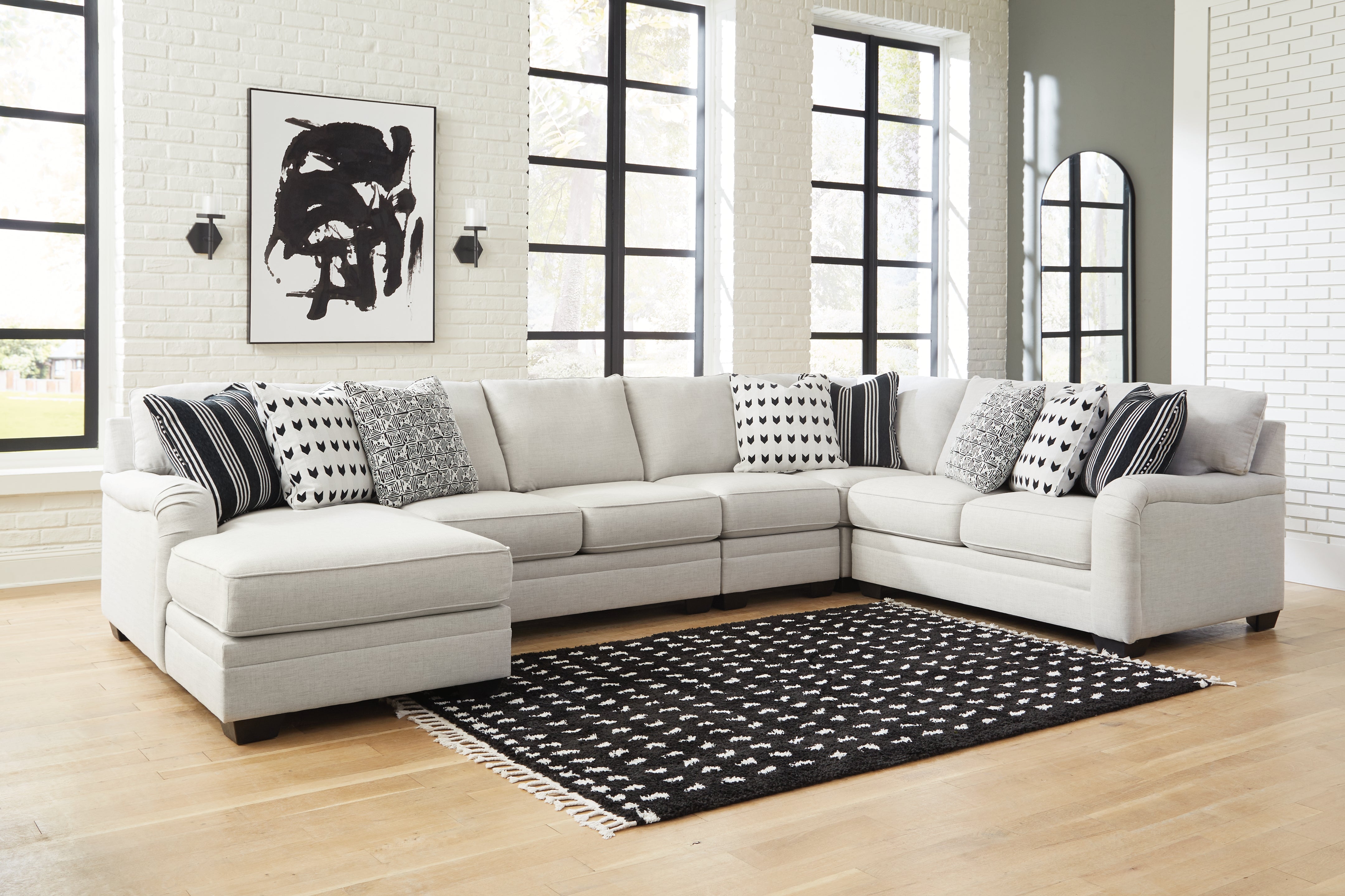 3 Brothers Decor - Ashley Furniture - Huntsworth Sectional - RAF 5-Piece Sectional with Chaise / Dove Gray - 39702S5