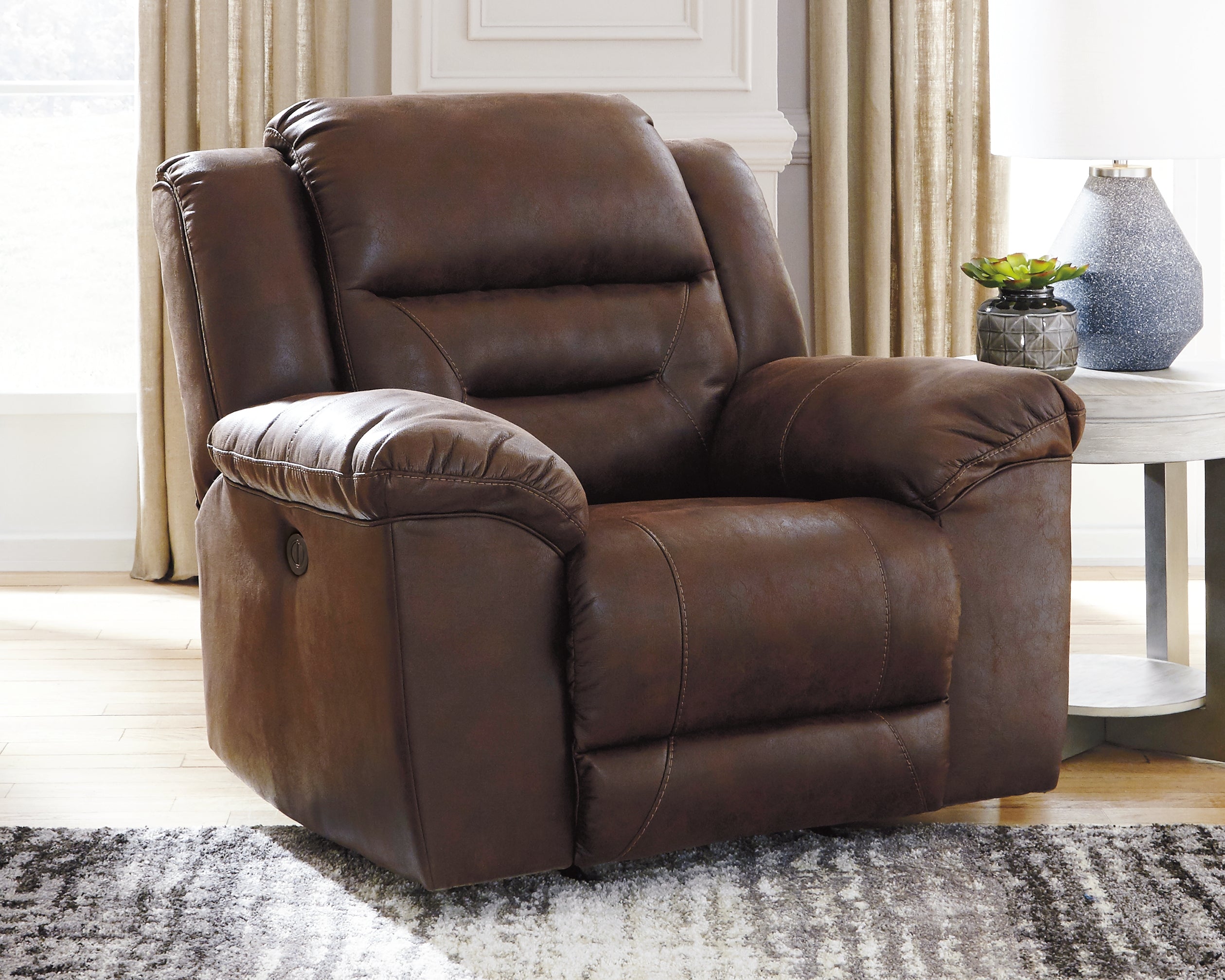 3 Brothers Decor - Ashley Furniture - Stoneland Living Room - Power Rocker Recliner / Chocolate - 3990498