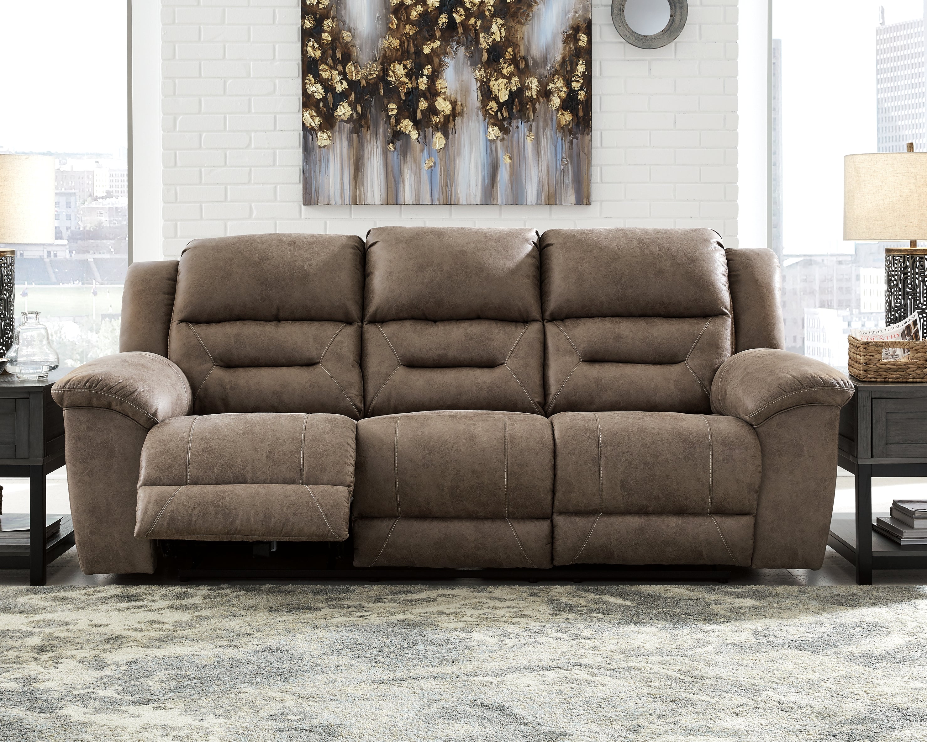 3 Brothers Decor - Ashley Furniture - Stoneland Living Room - Reclining Sofa / Fossil - 3990588
