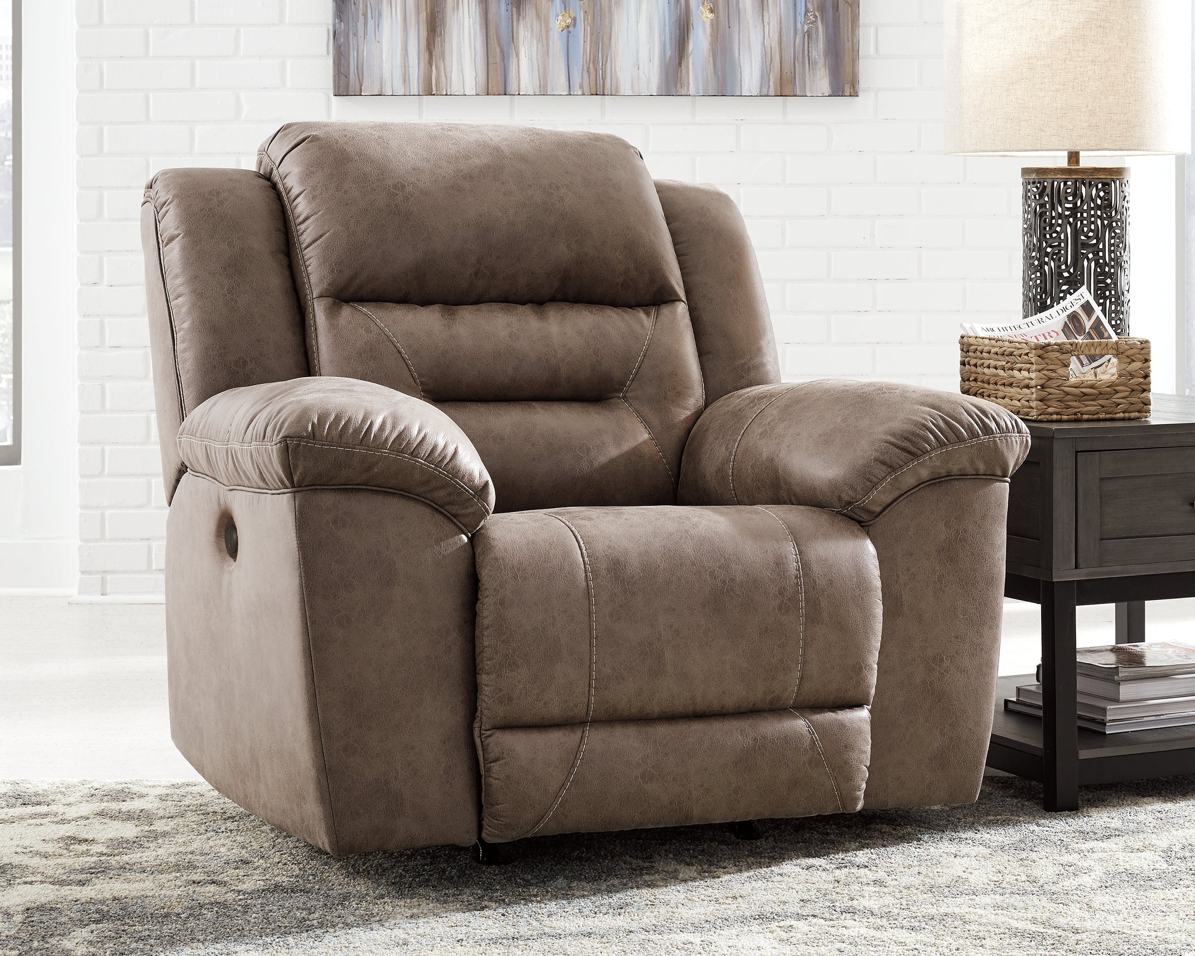 3 Brothers Decor - Ashley Furniture - Stoneland Living Room - Power Rocker Recliner / Fossil - 3990598