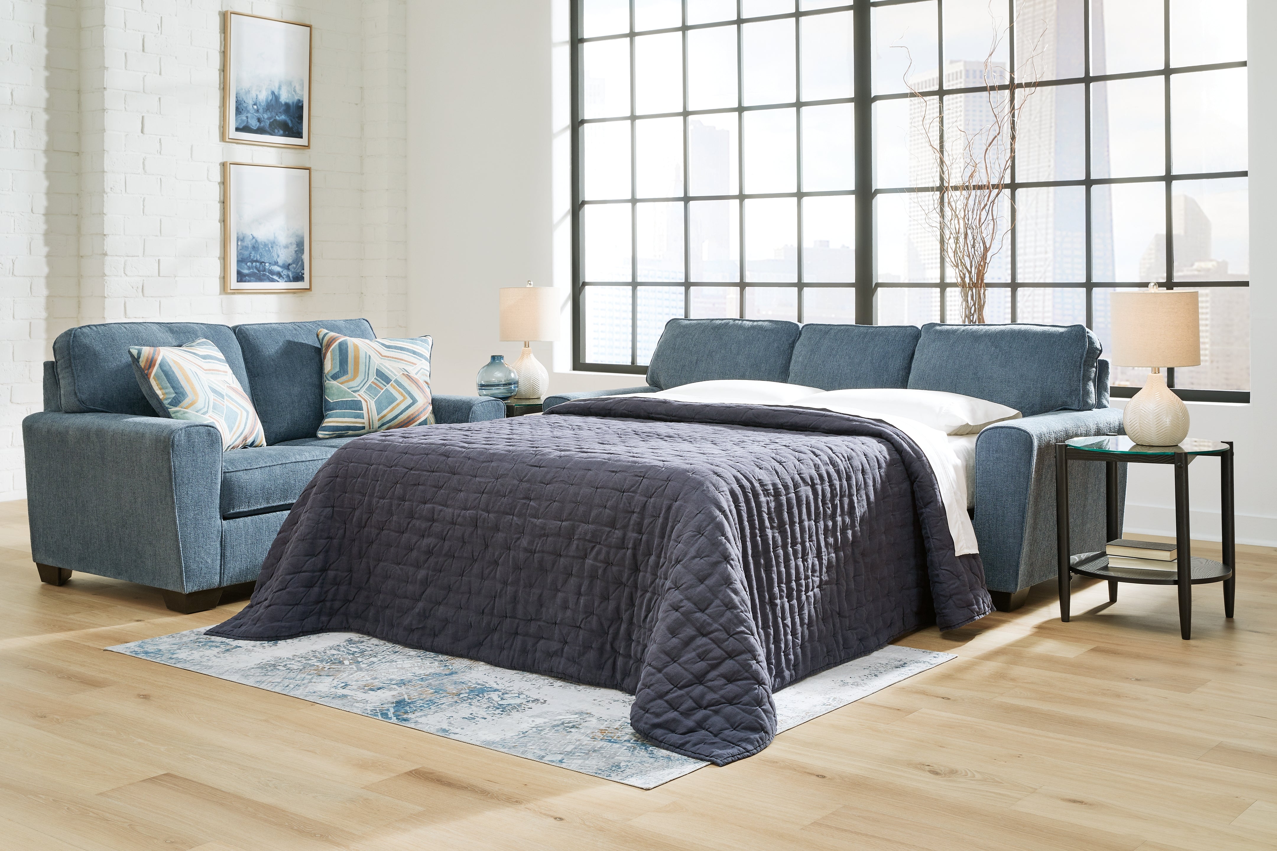 3 Brothers Decor - Ashley Furniture - Cashton Living Room - Queen Sofa Sleeper / Blue - 4060539