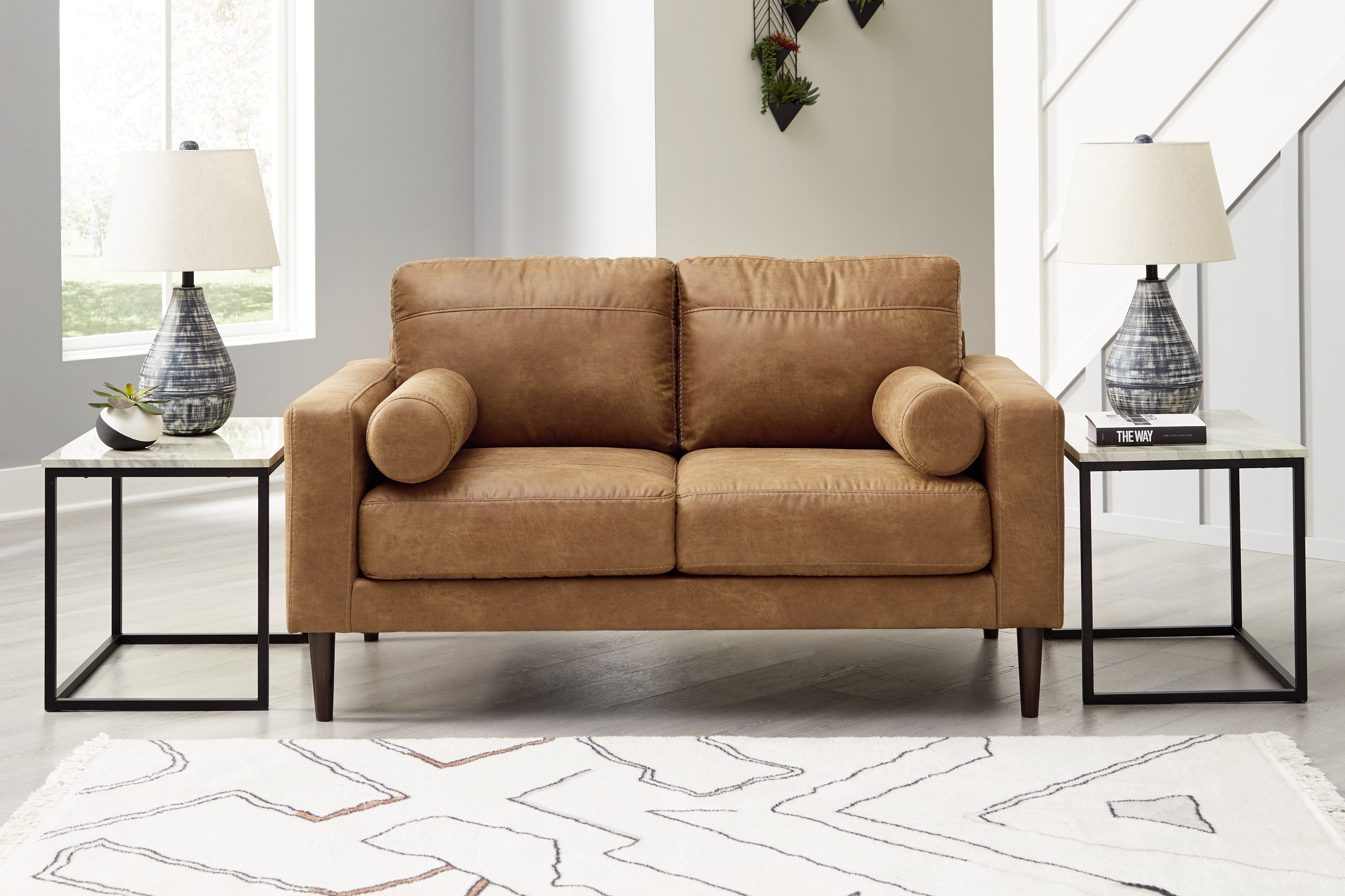 3 Brothers Decor - Ashley Furniture - Telora Living Room - Loveseat / Caramel - 4100235