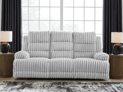 3 Brothers Decor - Ashley Furniture - Rhines Falls Living Room - REC PWR Sofa w/Drop Down Table / Alloy - PC4280499