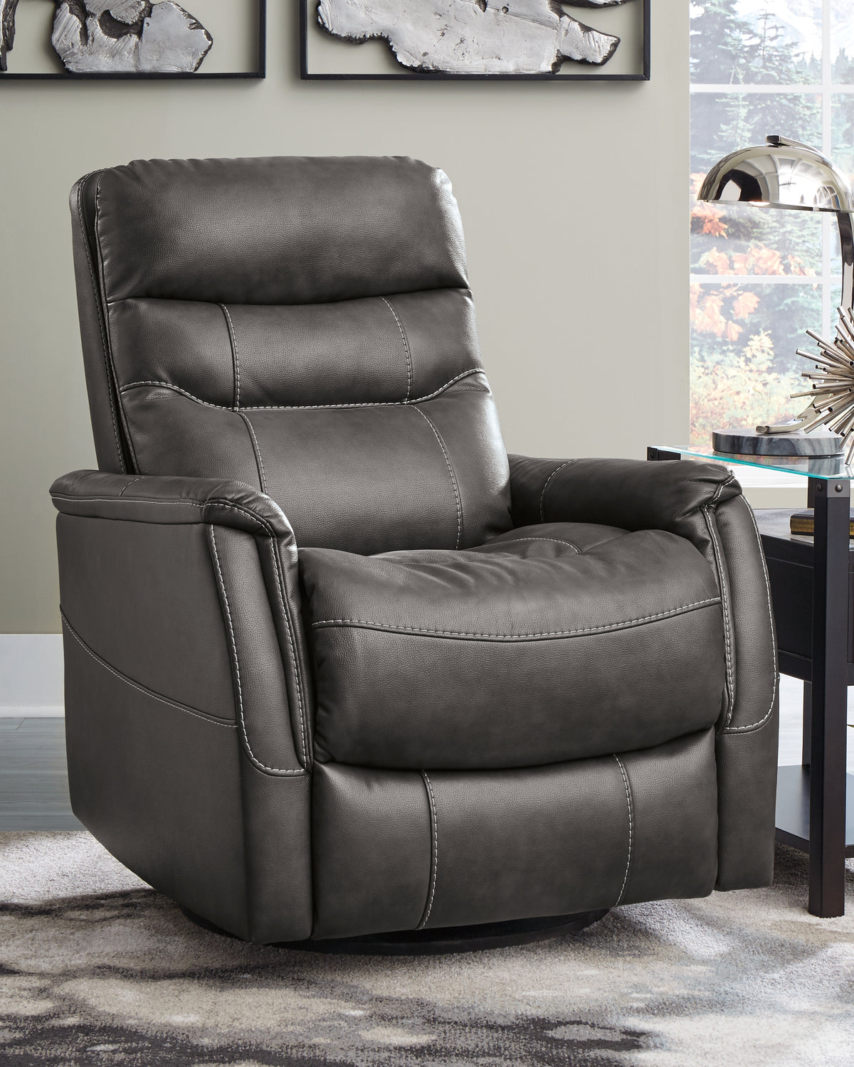 3 Brothers Decor - Ashley Furniture - Riptyme Living Room - Swivel Glider Recliner / Quarry - 4640261