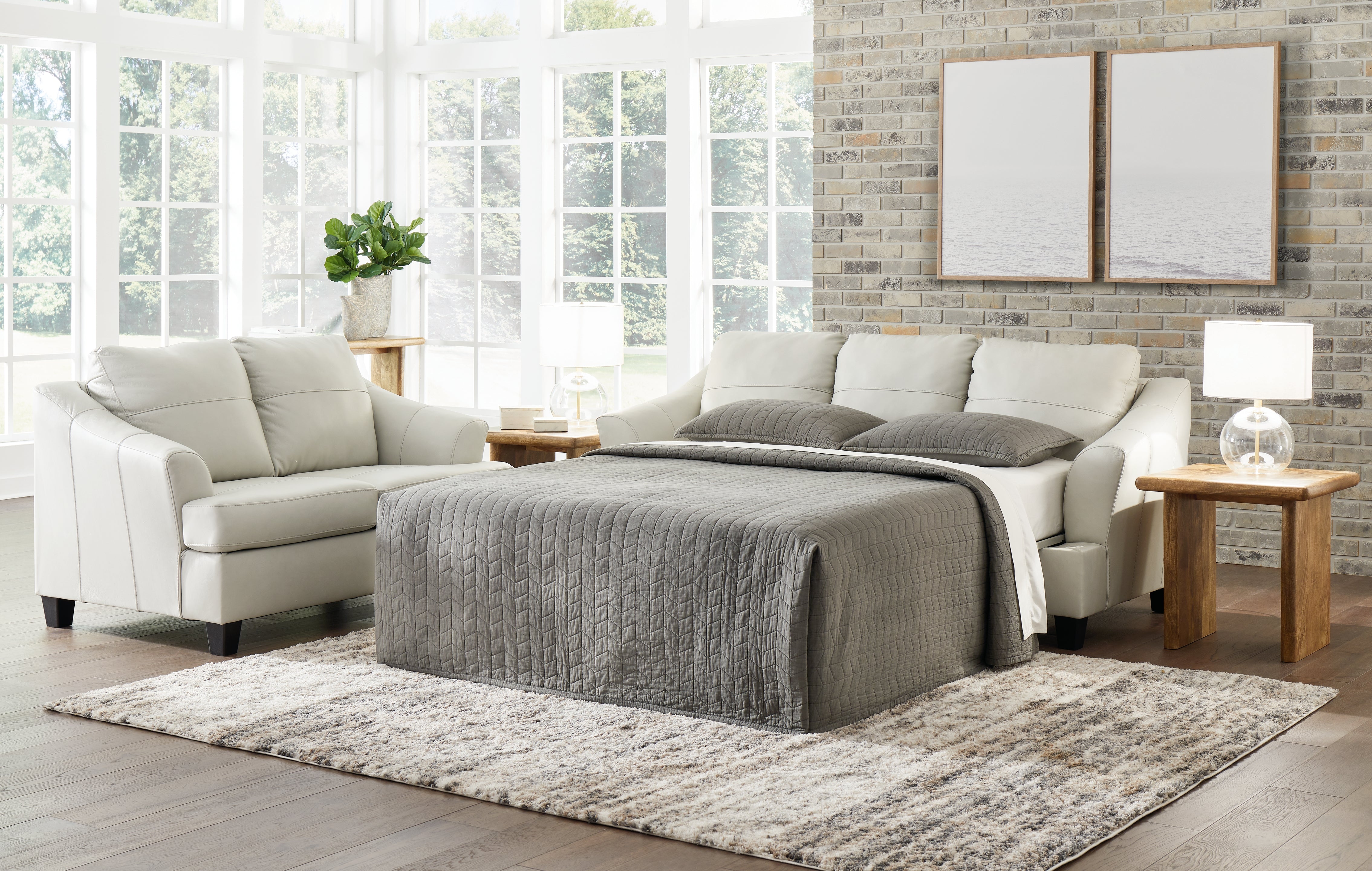 3 Brothers Decor - Ashley Furniture - Genoa Living Room - Queen Sofa Sleeper / Coconut - 4770439
