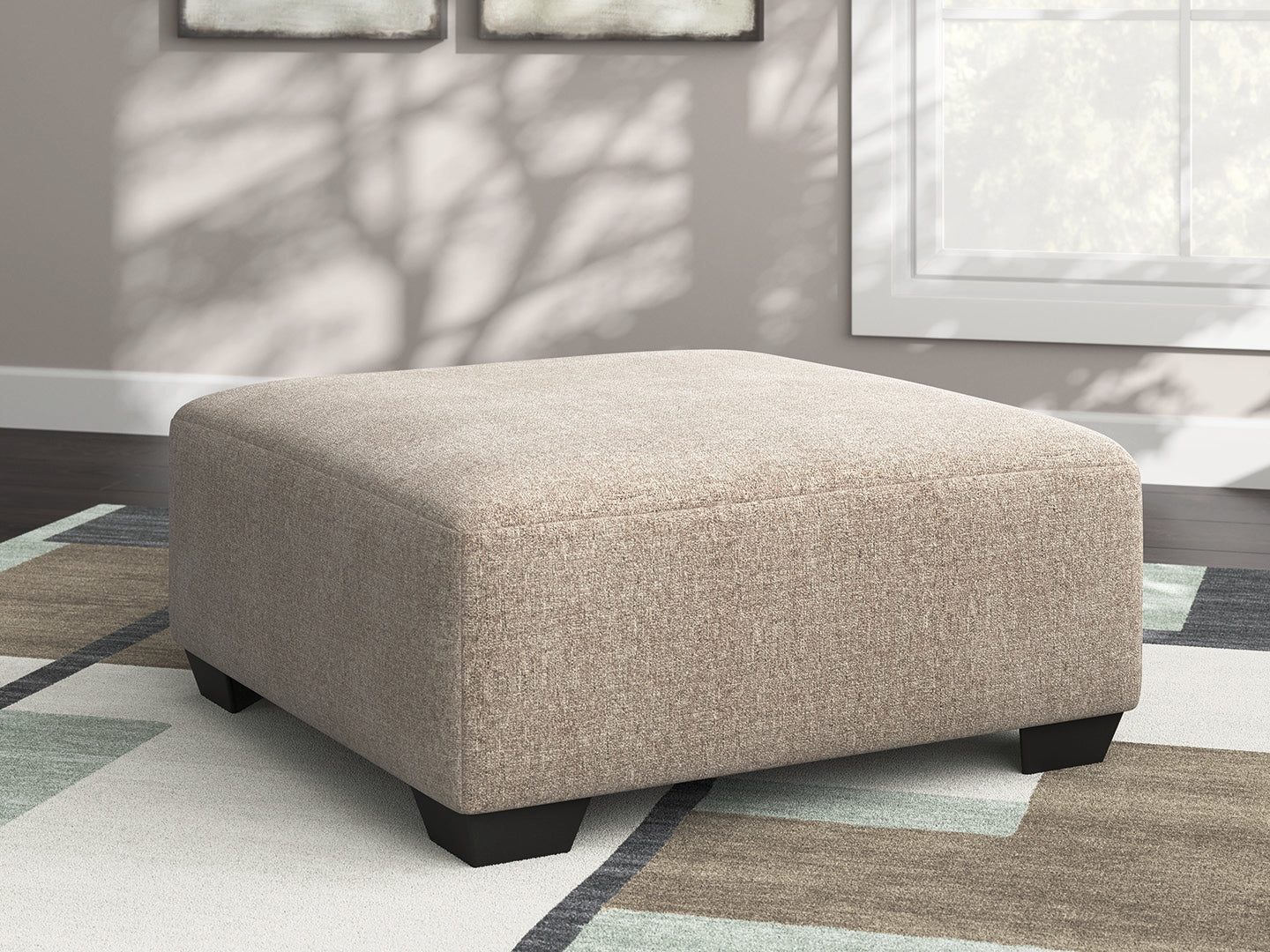 3 Brothers Decor - Ashley Furniture - Newellen Living Room - Oversized Accent Ottoman / Hemp - 4840408