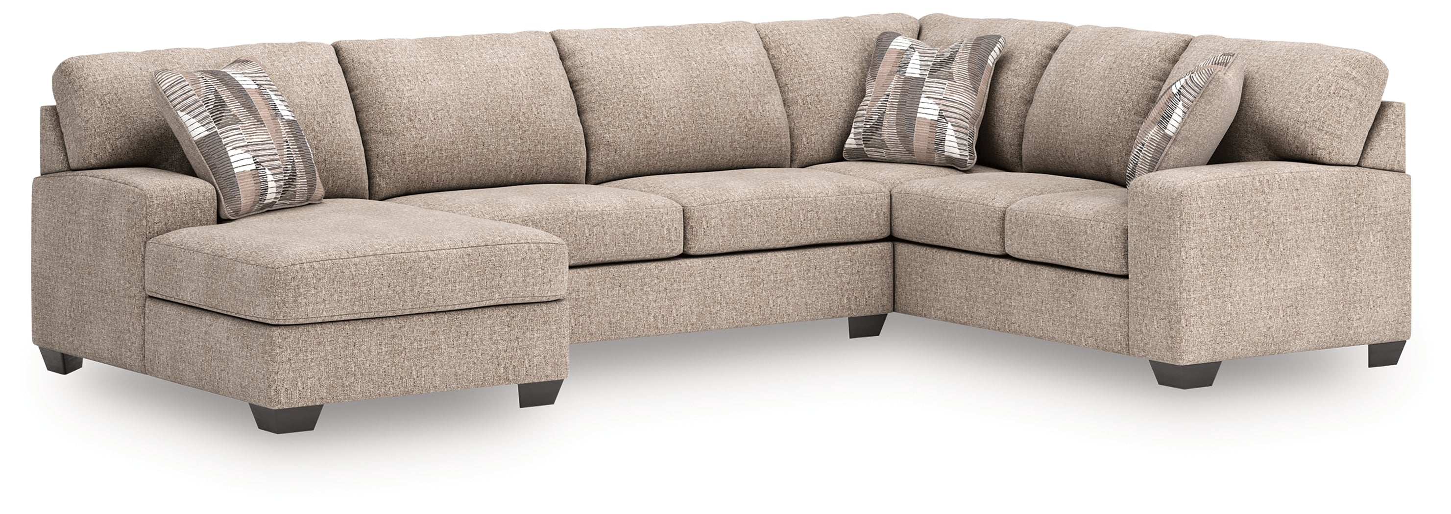 3 Brothers Decor - Ashley Furniture - Newellen Sectional - RAF 3-Piece Sectional with Chaise / Hemp - 48404S1