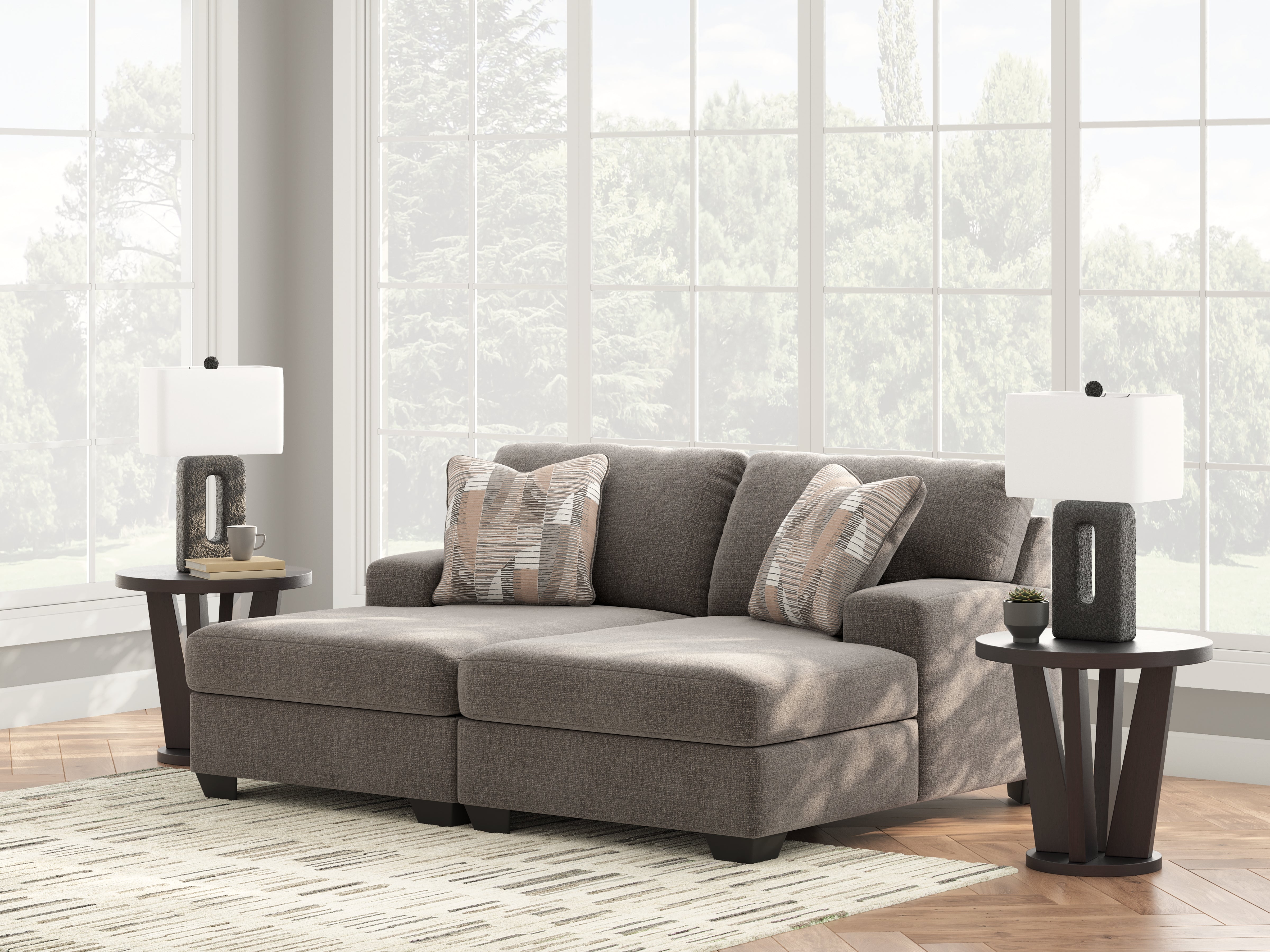 3 Brothers Decor - Ashley Furniture - Newellen Sectional - RAF 2-Piece Super Chaise / Greystone - 48405S4