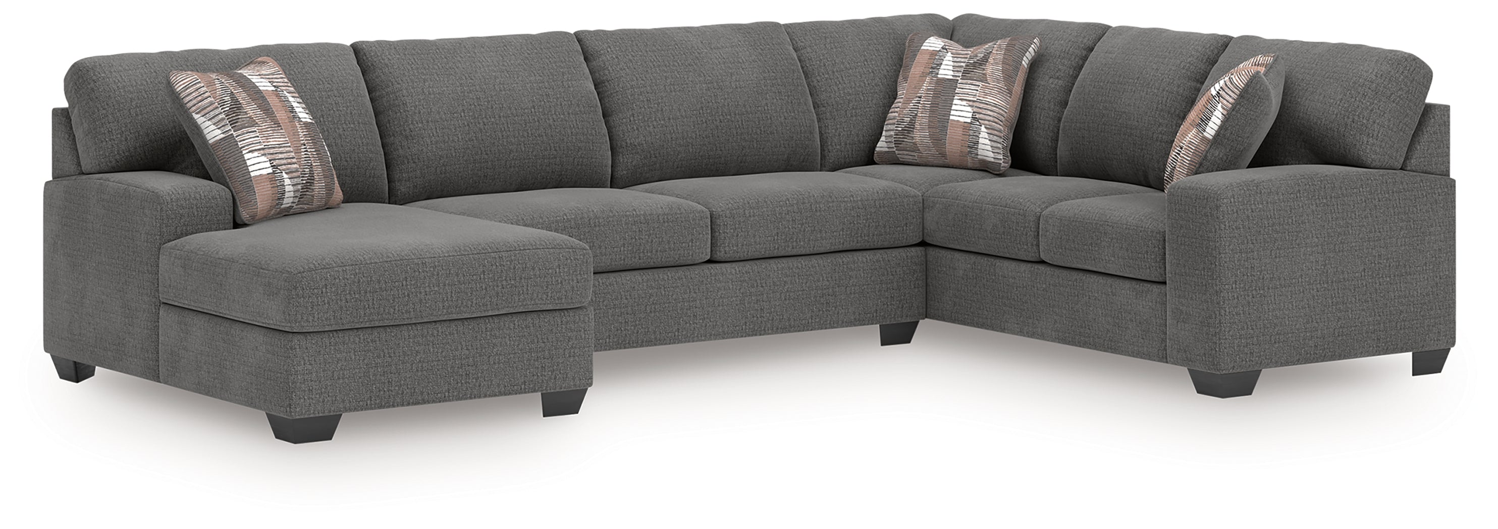 3 Brothers Decor - Ashley Furniture - Newellen Sectional - RAF 3-Piece Sectional with Chaise / Greystone - 48405S1