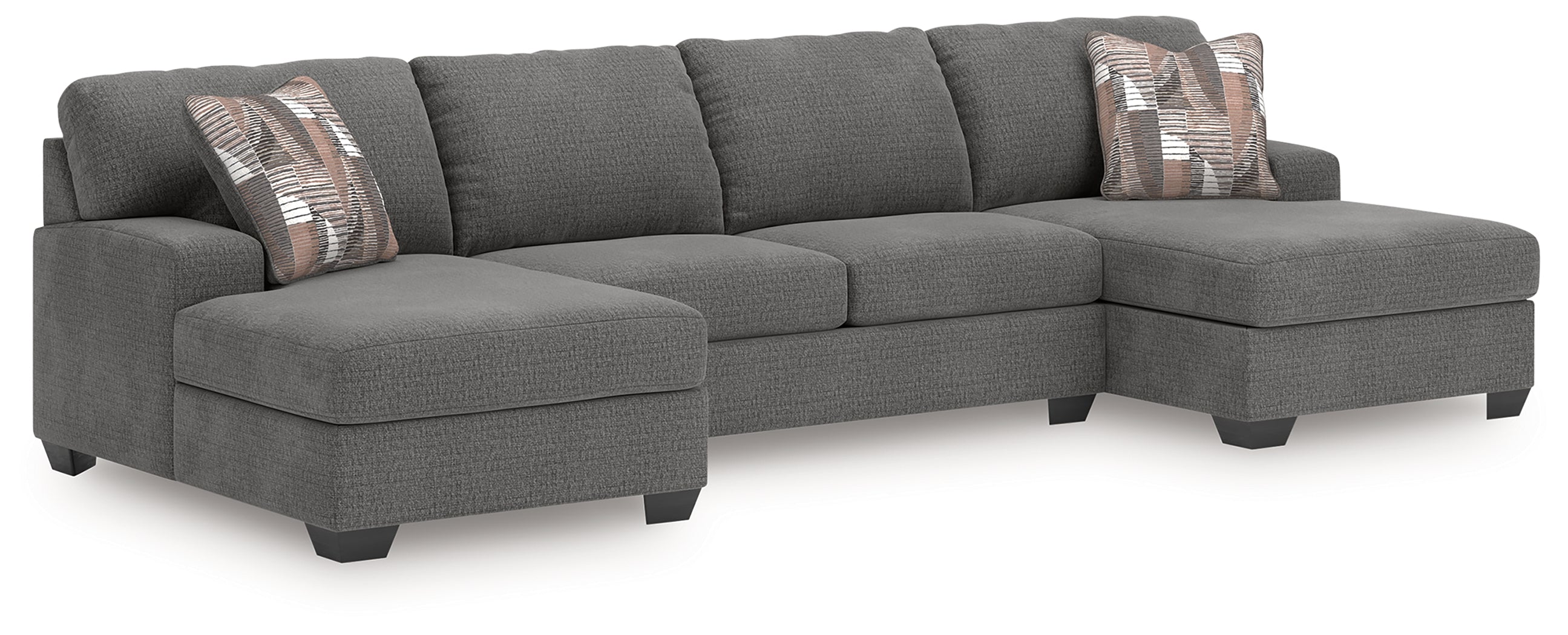 3 Brothers Decor - Ashley Furniture - Newellen Sectional - RAF 3-Piece Sleeper Sectional with Double Chaise / Greystone - 48405S7