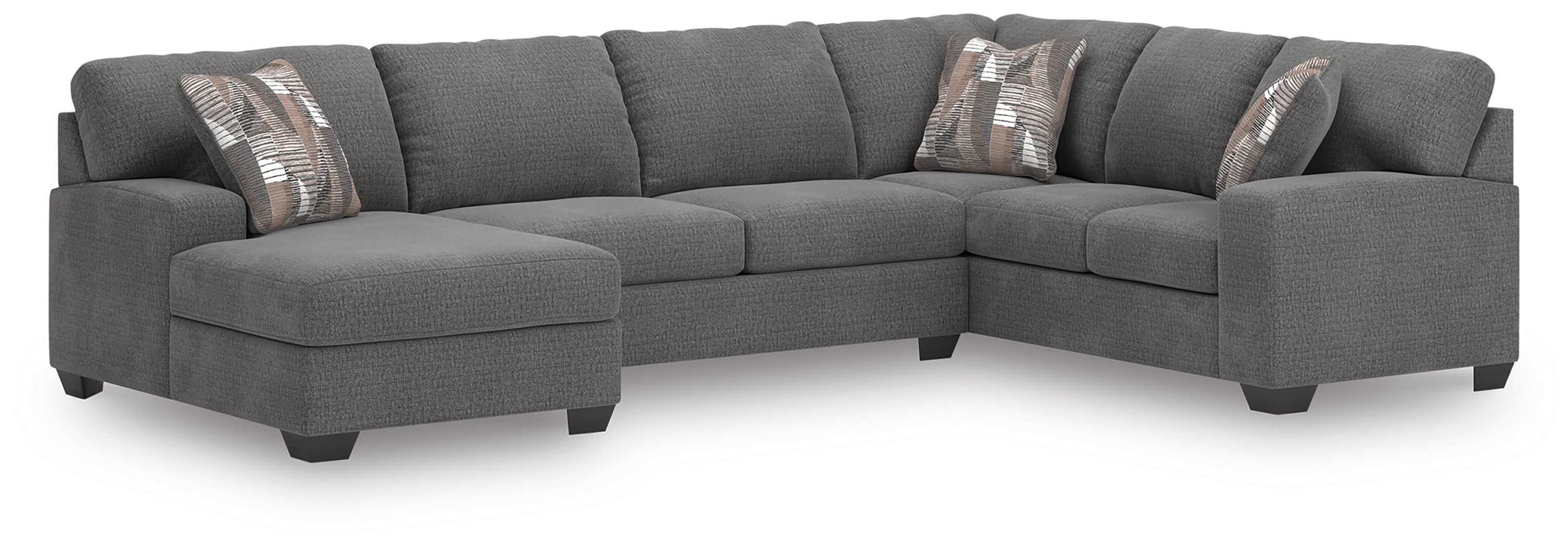3 Brothers Decor - Ashley Furniture - Newellen Sectional - RAF 3-Piece Sleeper Sectional with Chaise / Greystone - 48405S5