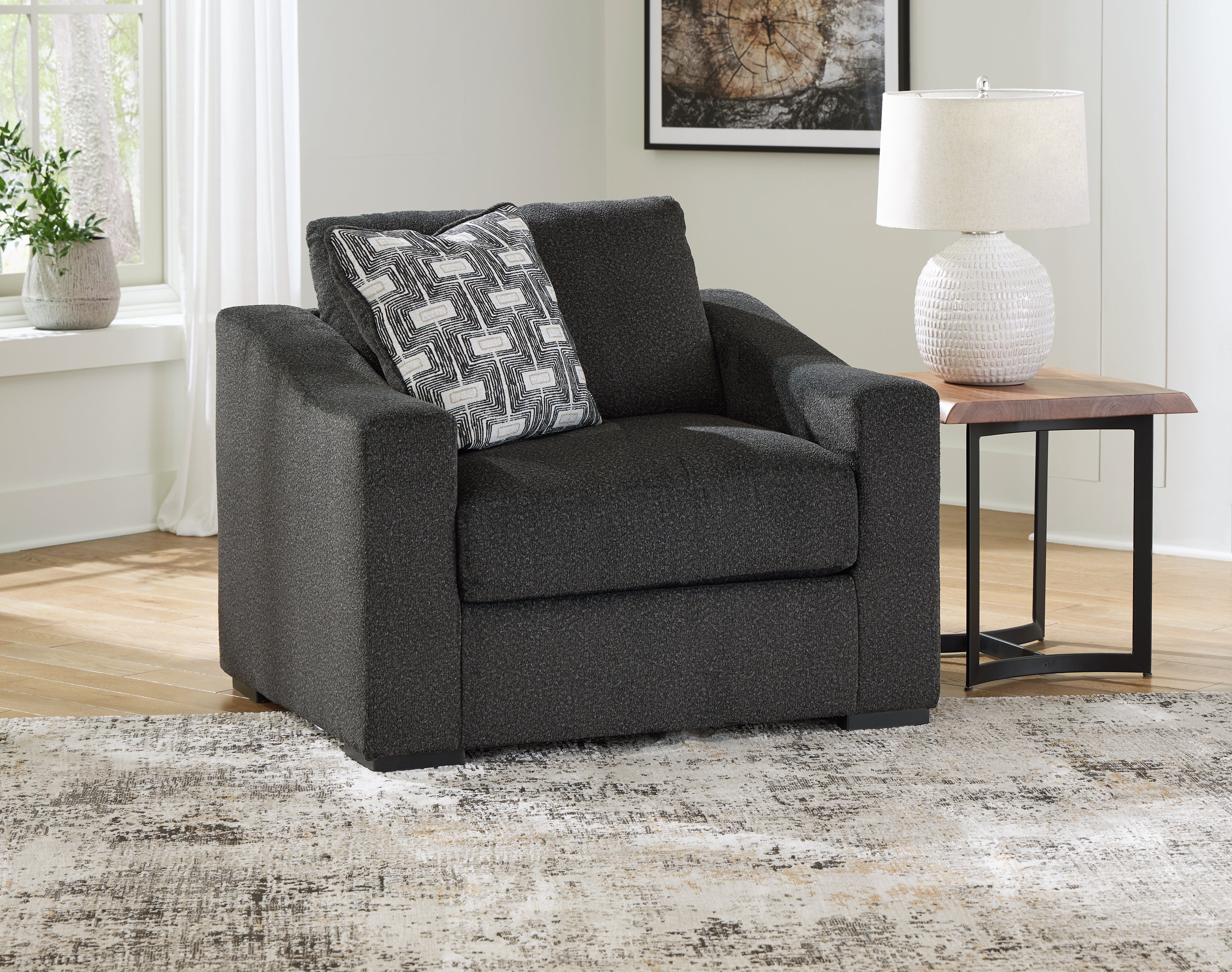 3 Brothers Decor - Ashley Furniture - Wryenlynn Living Room - Chair and a Half / Onyx - 4940523