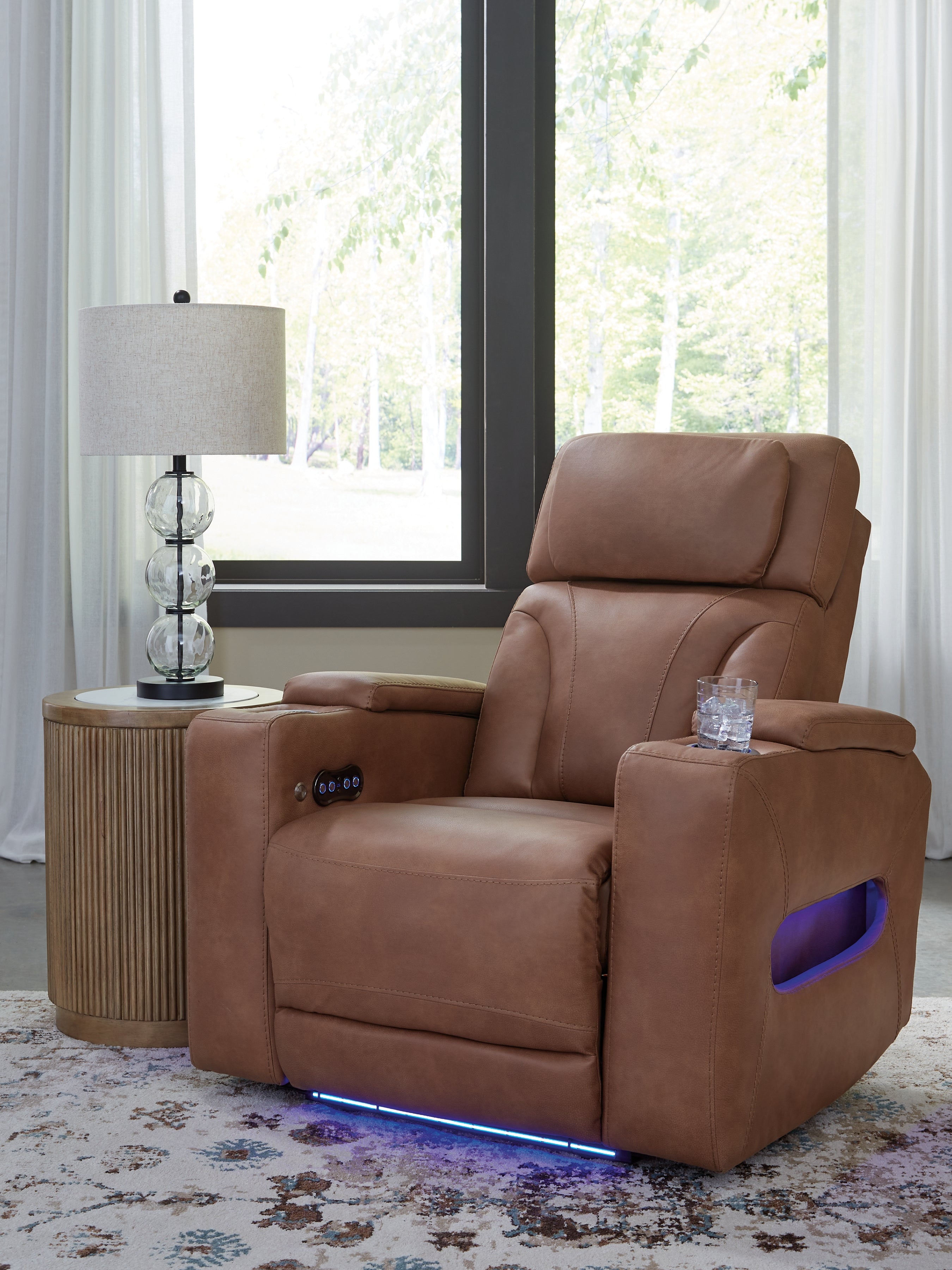 3 Brothers Decor - Ashley Furniture - Clean-Slate Living Room - PWR Recliner/ADJ Headrest / Caramel - PC5010113