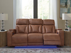 3 Brothers Decor - Ashley Furniture - Clean-Slate Living Room - PWR REC Sofa with ADJ Headrest / Caramel - PC5010115