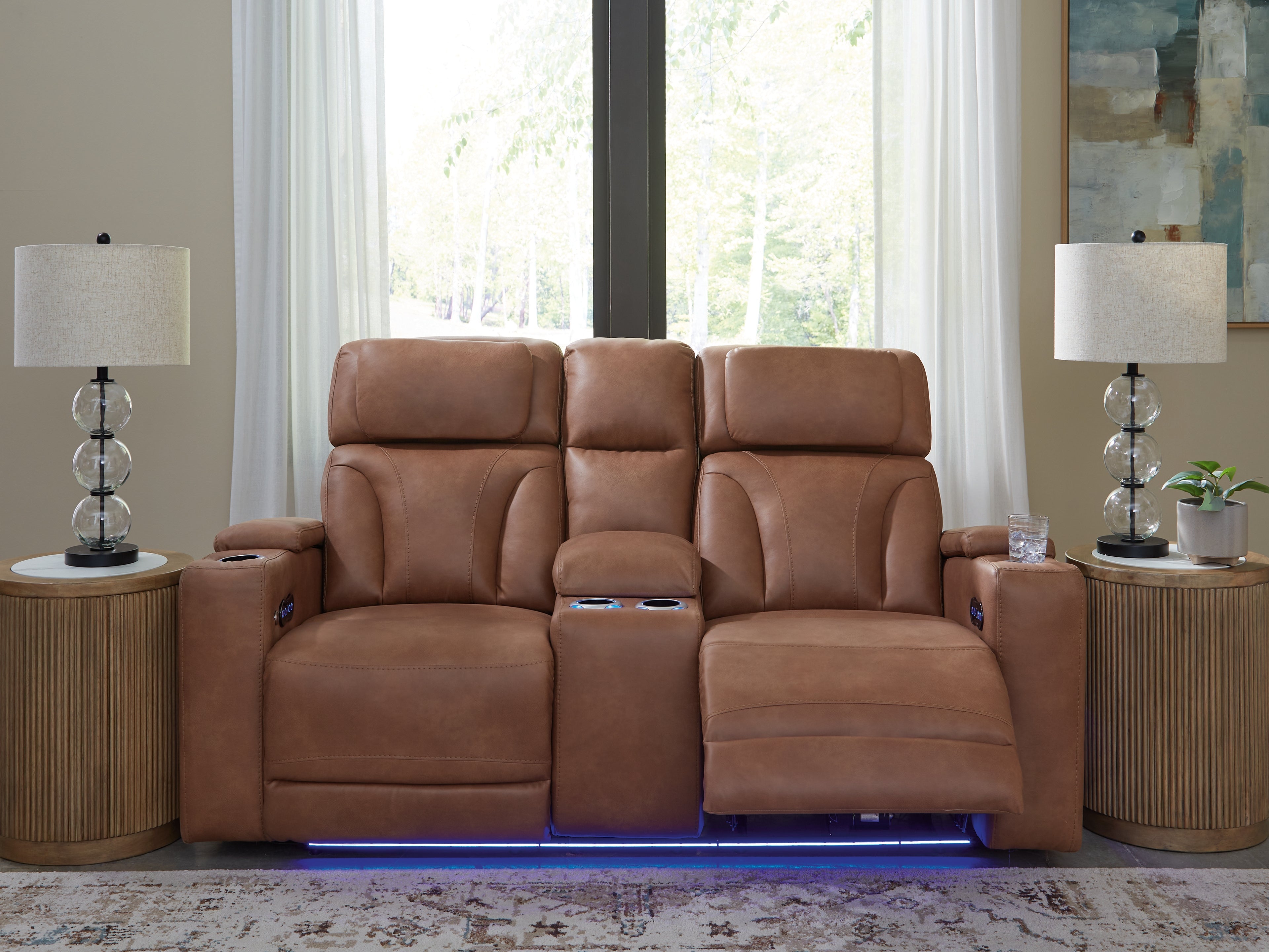 3 Brothers Decor - Ashley Furniture - Clean-Slate Living Room - PWR REC Loveseat/CON/ADJ HDRST / Caramel - PC5010118