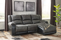 3 Brothers Decor - Ashley Furniture - Nantahala Sectional - 3-Piece Reclining Sectional with Chaise / Slate - 50301S9