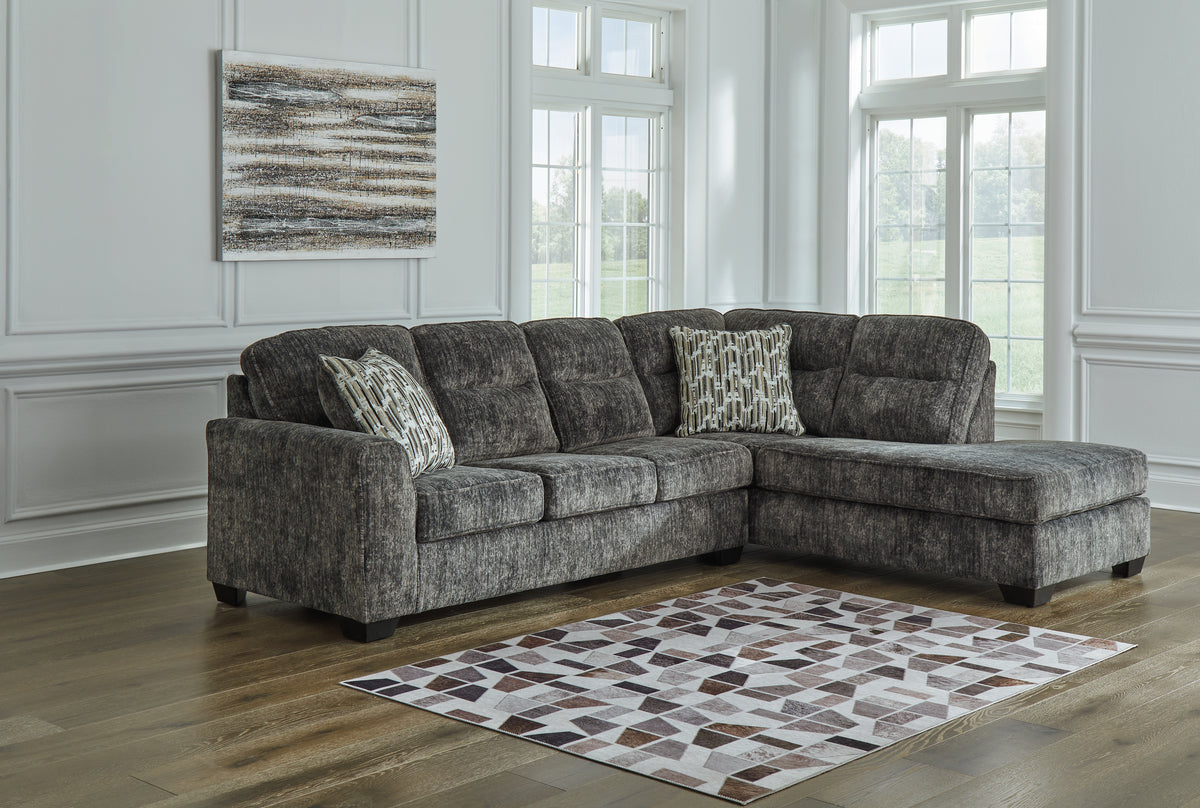 3 Brothers Decor - Ashley Furniture - Lonoke Sectional - LAF 2-Piece Sectional with Chaise / Gunmetal - 50504S2